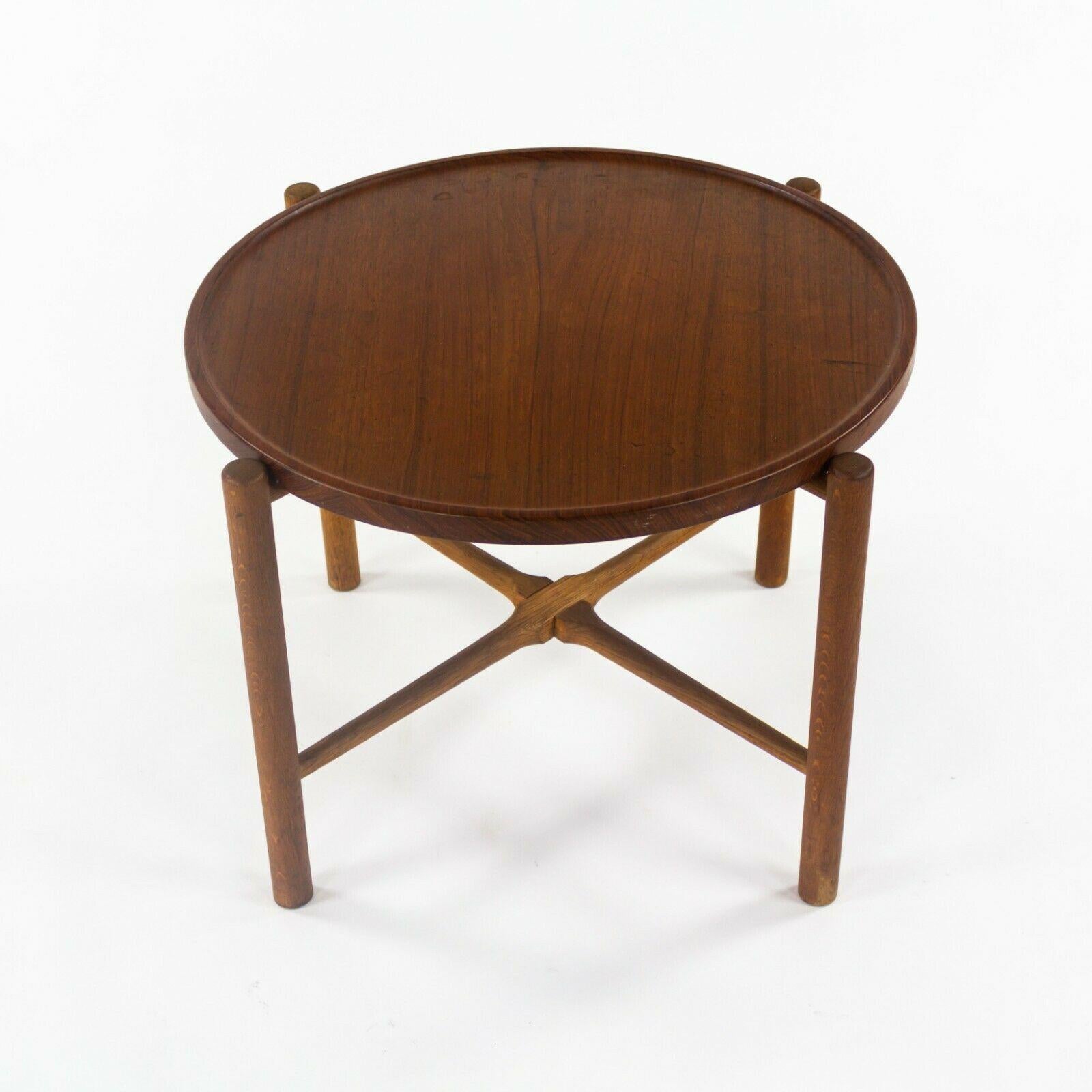 1960 PP35 Hans Wegner for &reas Tuck Folding Teak & Oak Side Table 2x Available For Sale 4