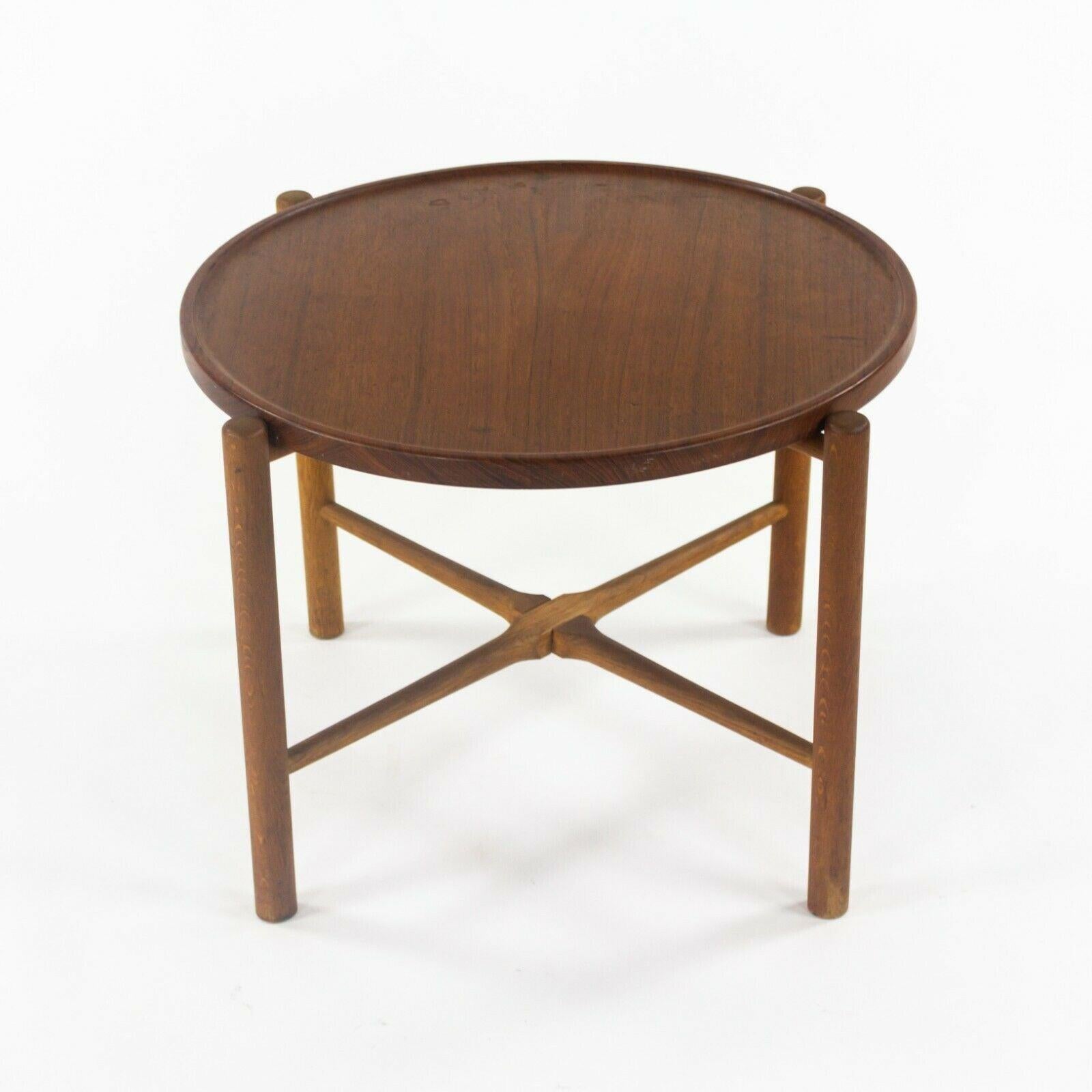 1960 PP35 Hans Wegner for &reas Tuck Folding Teak & Oak Side Table 2x Available For Sale 6