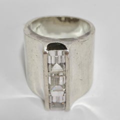 1960 Pure Silver Synthetic Diamond Cocktail Ring