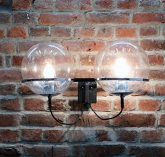 Aplique de pared de doble bola 1960 RAAK Cristal y cromo de Frank Ligtelijn, set de 2