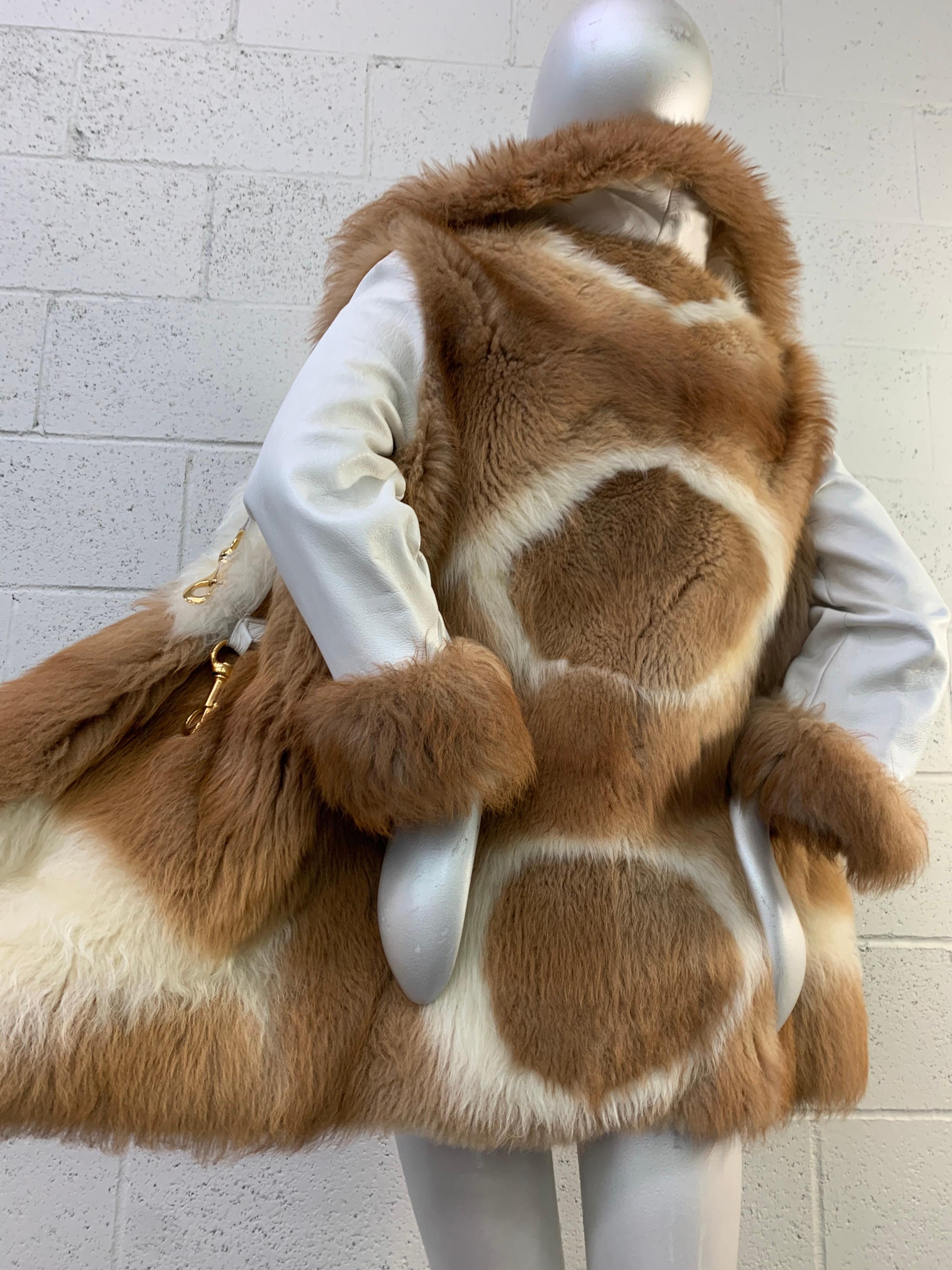 1960 Rare Mod-Styled Natural Vicuna Fur and White Leather Coat Jacket 5