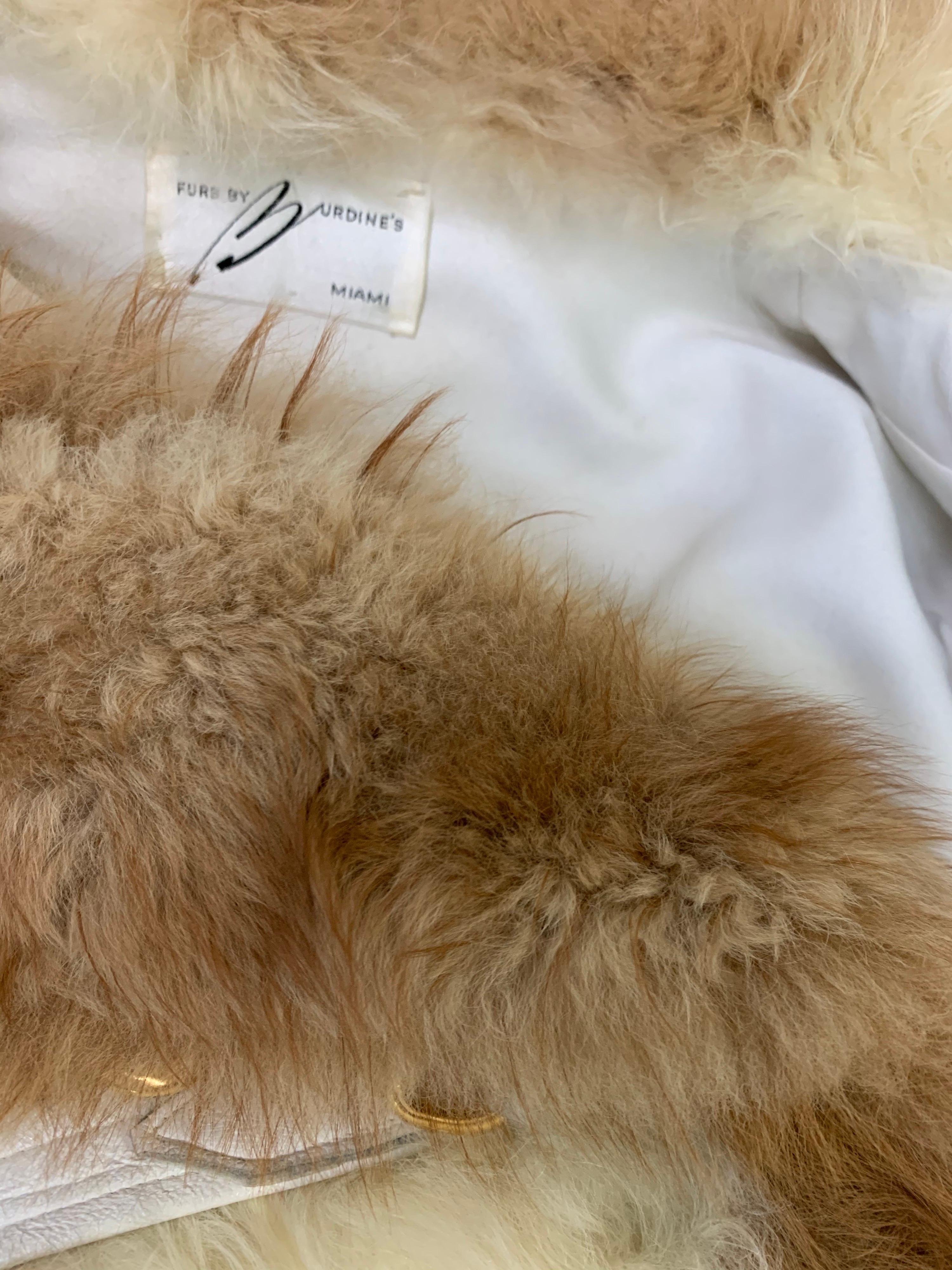 1960 Rare Mod-Styled Natural Vicuna Fur and White Leather Coat Jacket 7