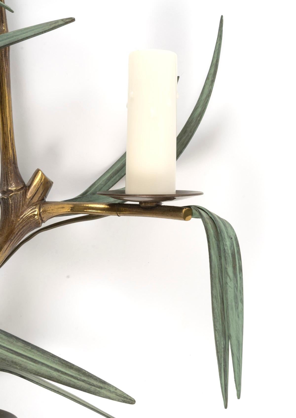 1960 Rara coppia di appliques in bronzo modello bambù firmate Maison Charles In condizioni ottime in vendita a Saint-Ouen, FR