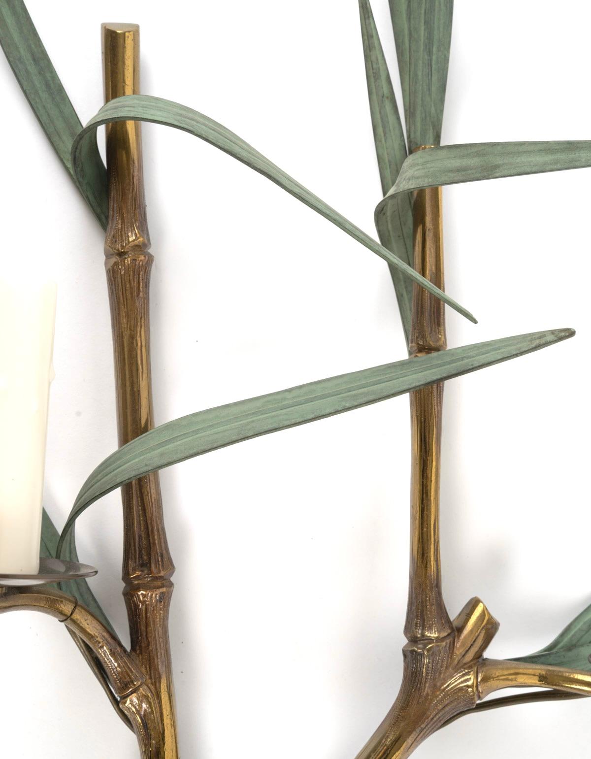 1960 Rara coppia di appliques in bronzo modello bambù firmate Maison Charles in vendita 1