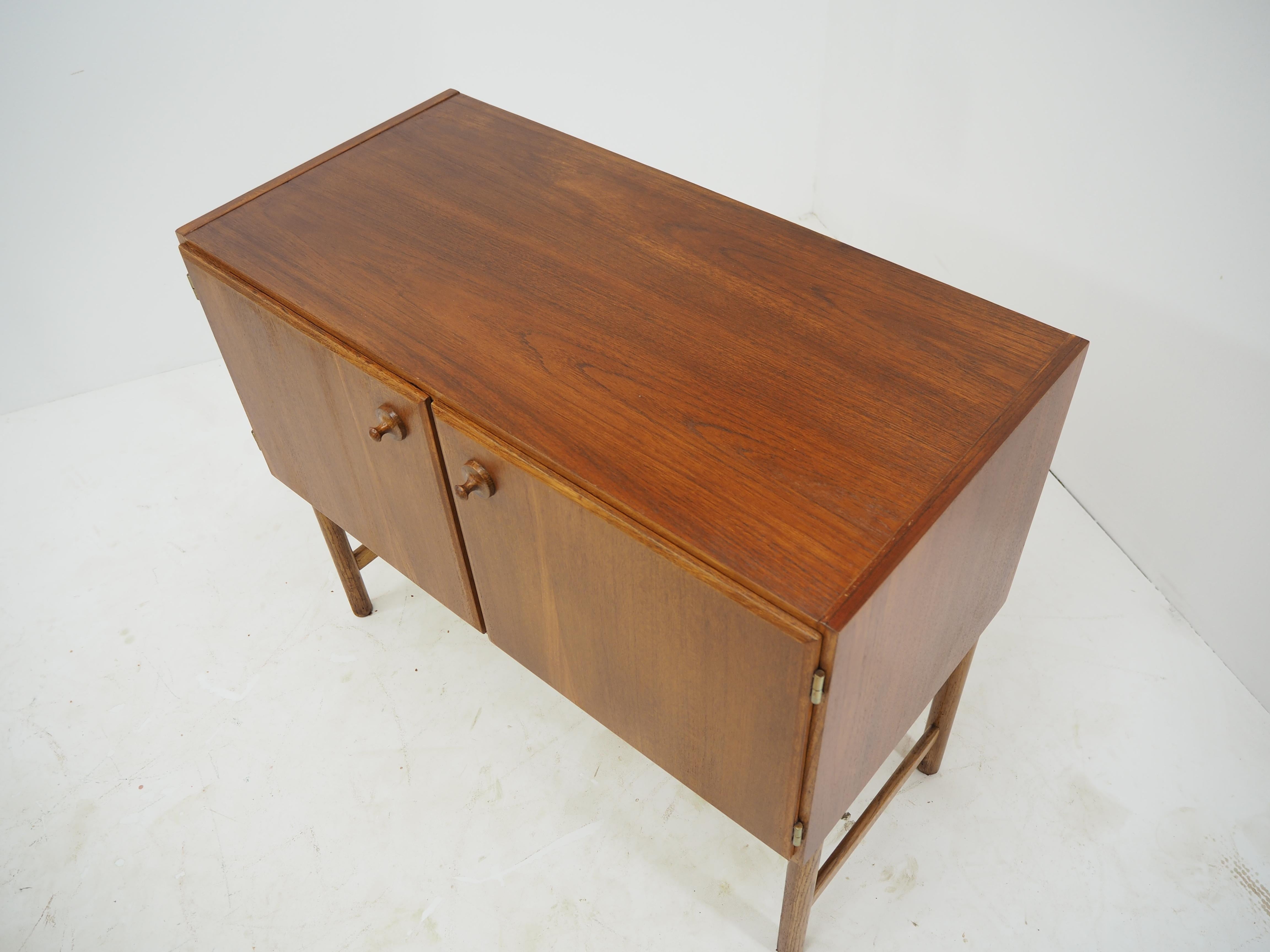 Wood 1960 Rare Teak and Oak Cabinet by Krasna Jizba, Czechoslovakia For Sale