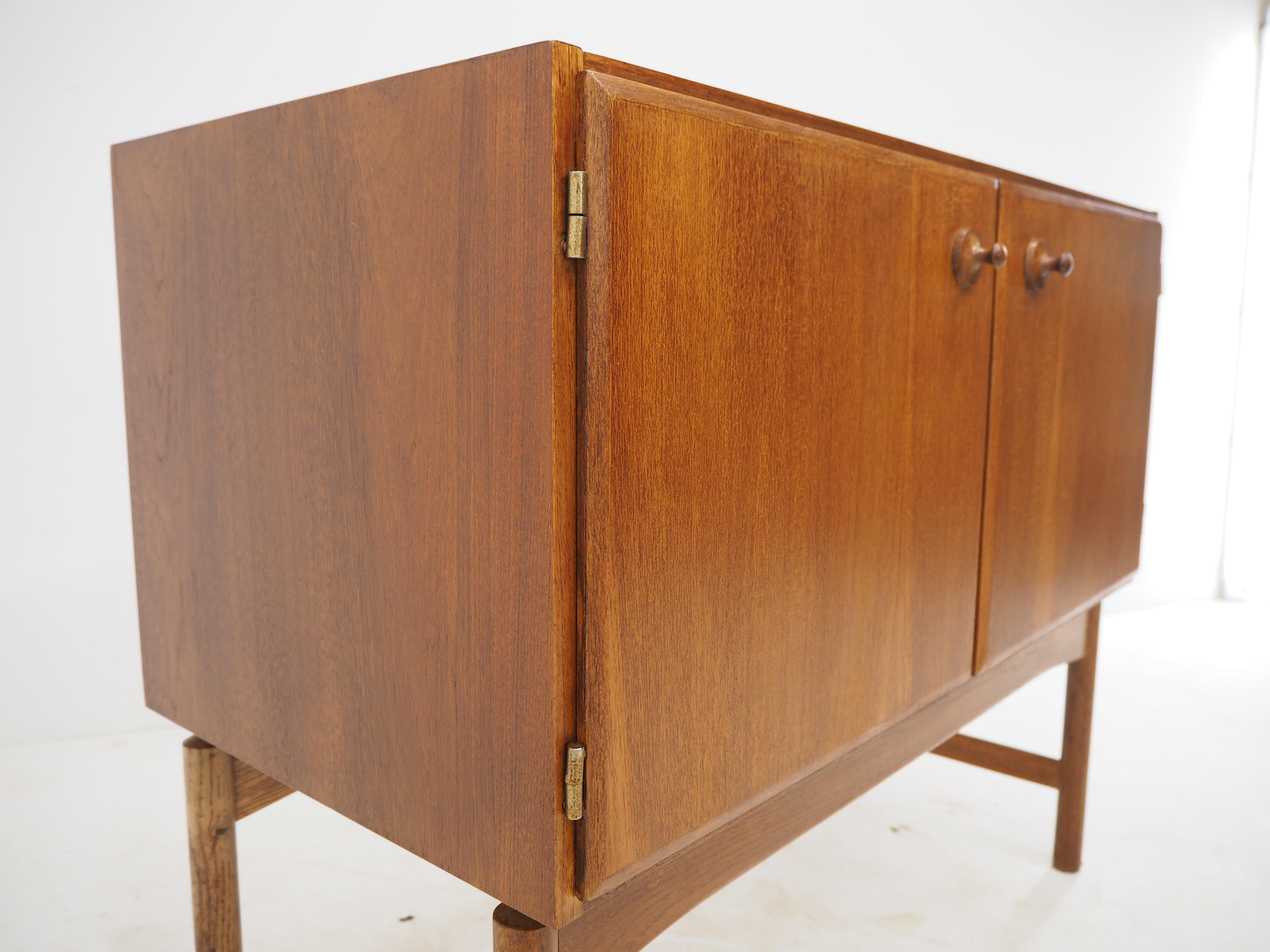 1960 Rare Teak and Oak Cabinet by Krasna Jizba, Czechoslovakia For Sale 4