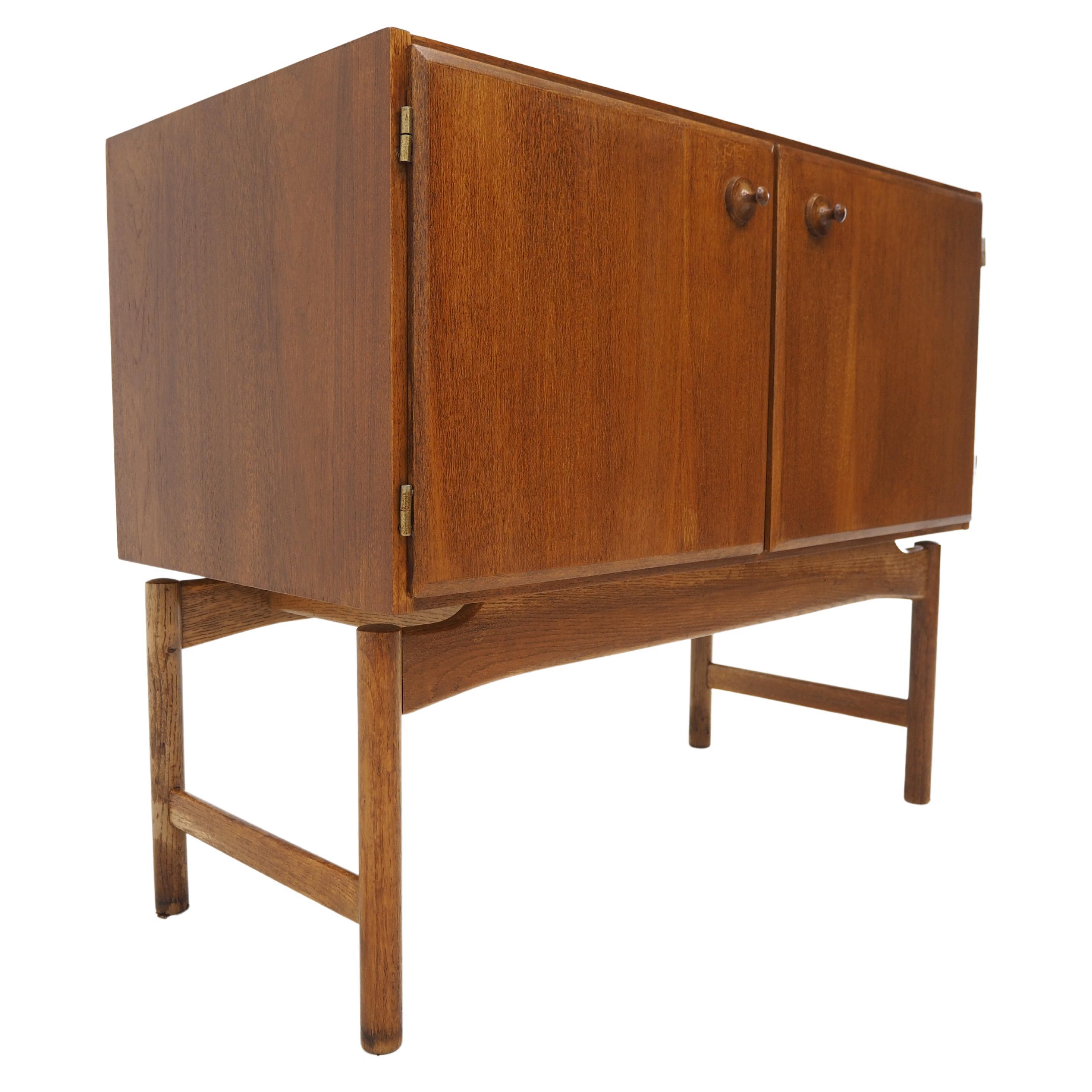 1960 Rare Teak and Oak Cabinet by Krasna Jizba, Czechoslovakia For Sale
