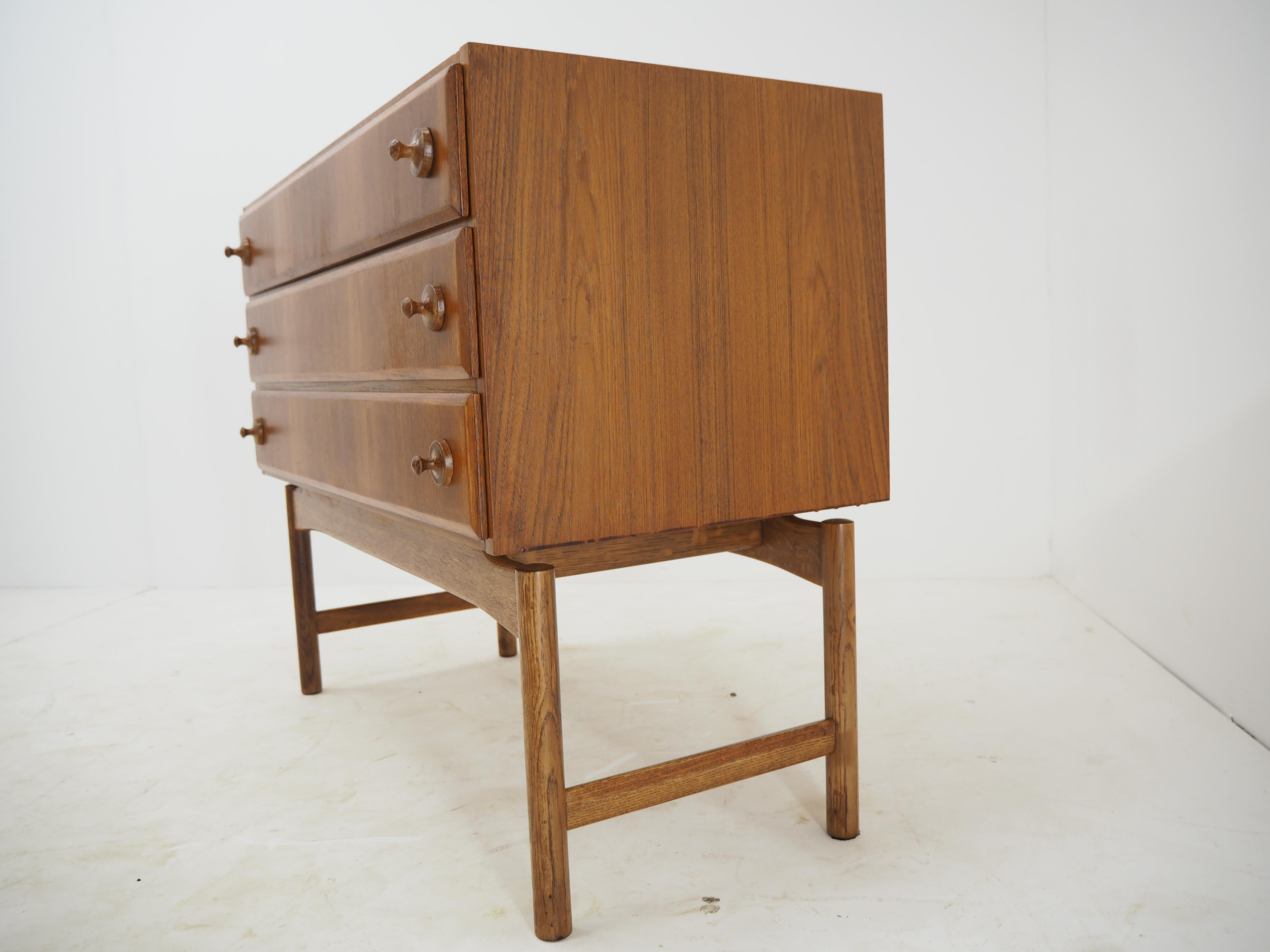 Mid-20th Century 1960 Rare Teak and Oak Chest of Drawers by Krasna Jizba, Czechoslovakia For Sale