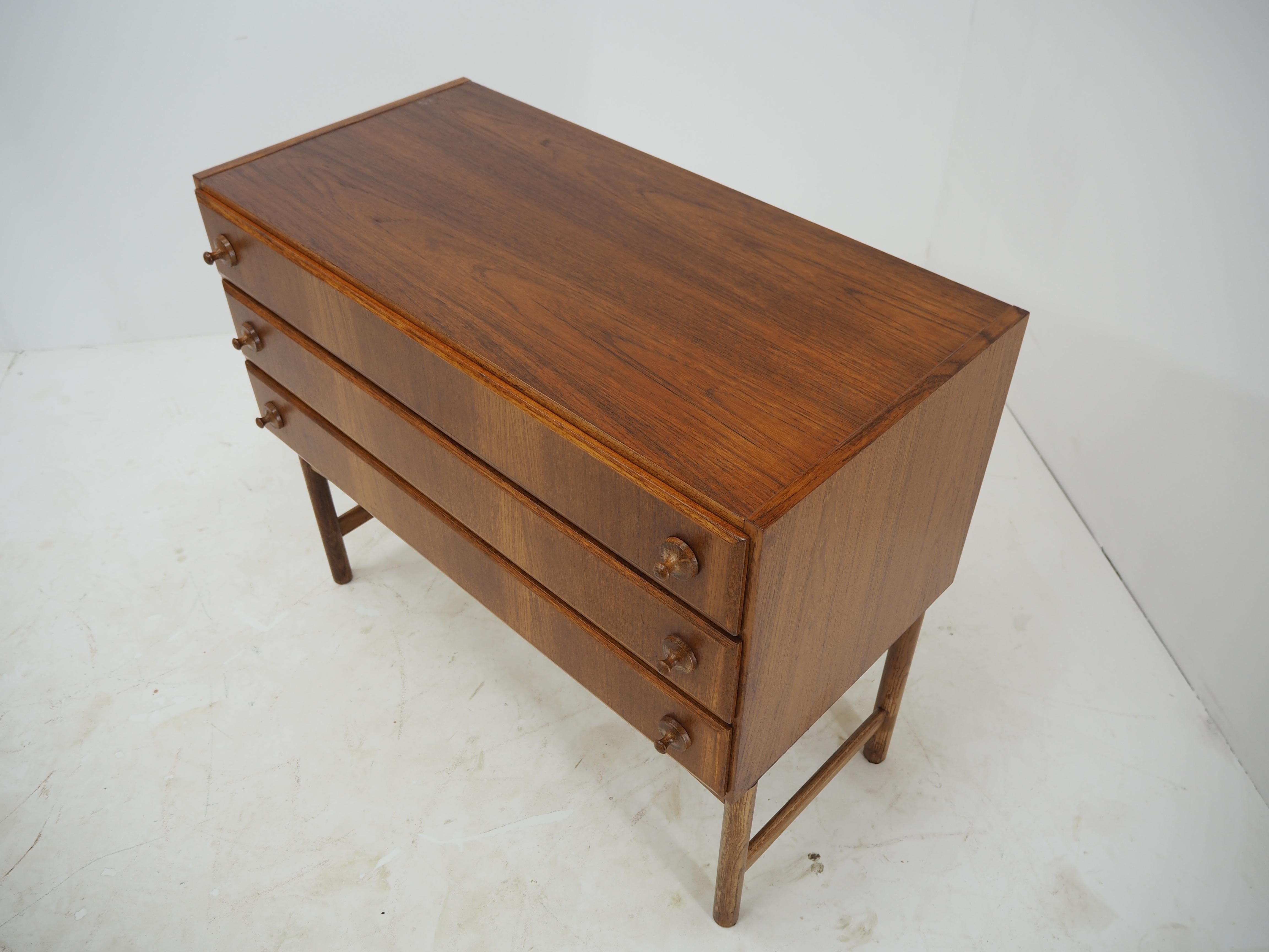 1960 Rare Teak and Oak Chest of Drawers by Krasna Jizba, Czechoslovakia For Sale 3