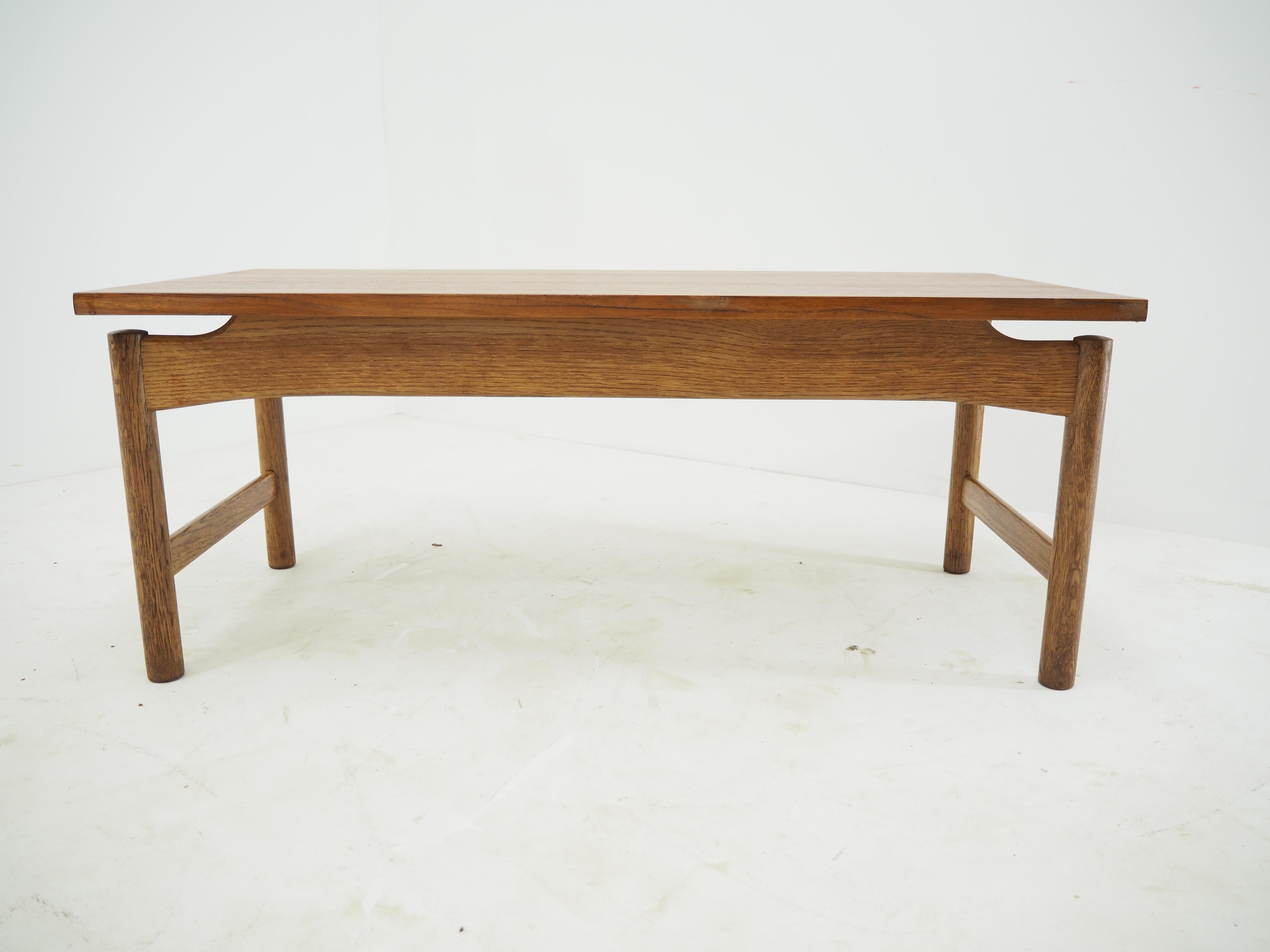 Wood 1960 Rare Teak and Oak Coffee Table by Krasna Jizba, Czechoslovakia