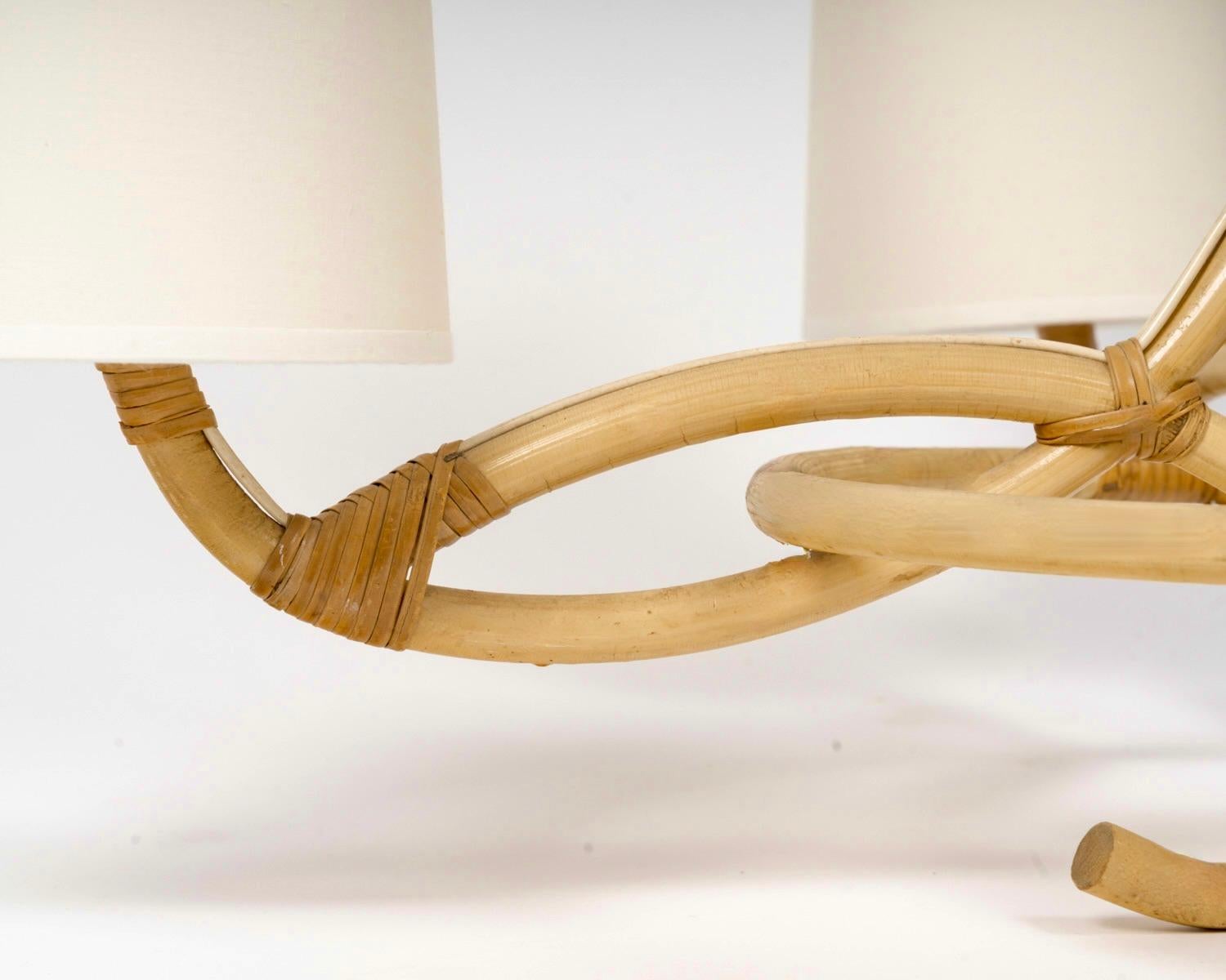 1960 Rattan chandelier by Louis Sognot In Good Condition For Sale In Saint-Ouen, FR
