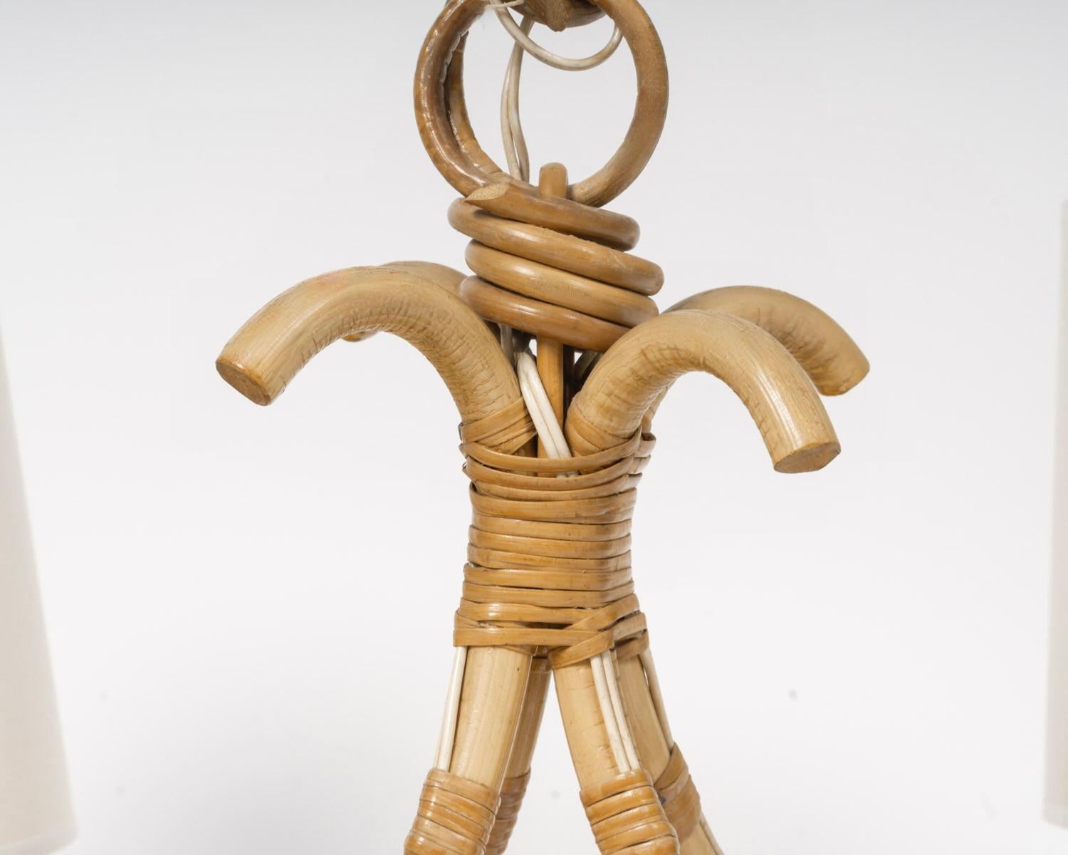 Mid-20th Century 1960 Rattan chandelier by Louis Sognot For Sale