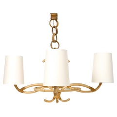 1960 Lampadario in rattan di Louis Sognot