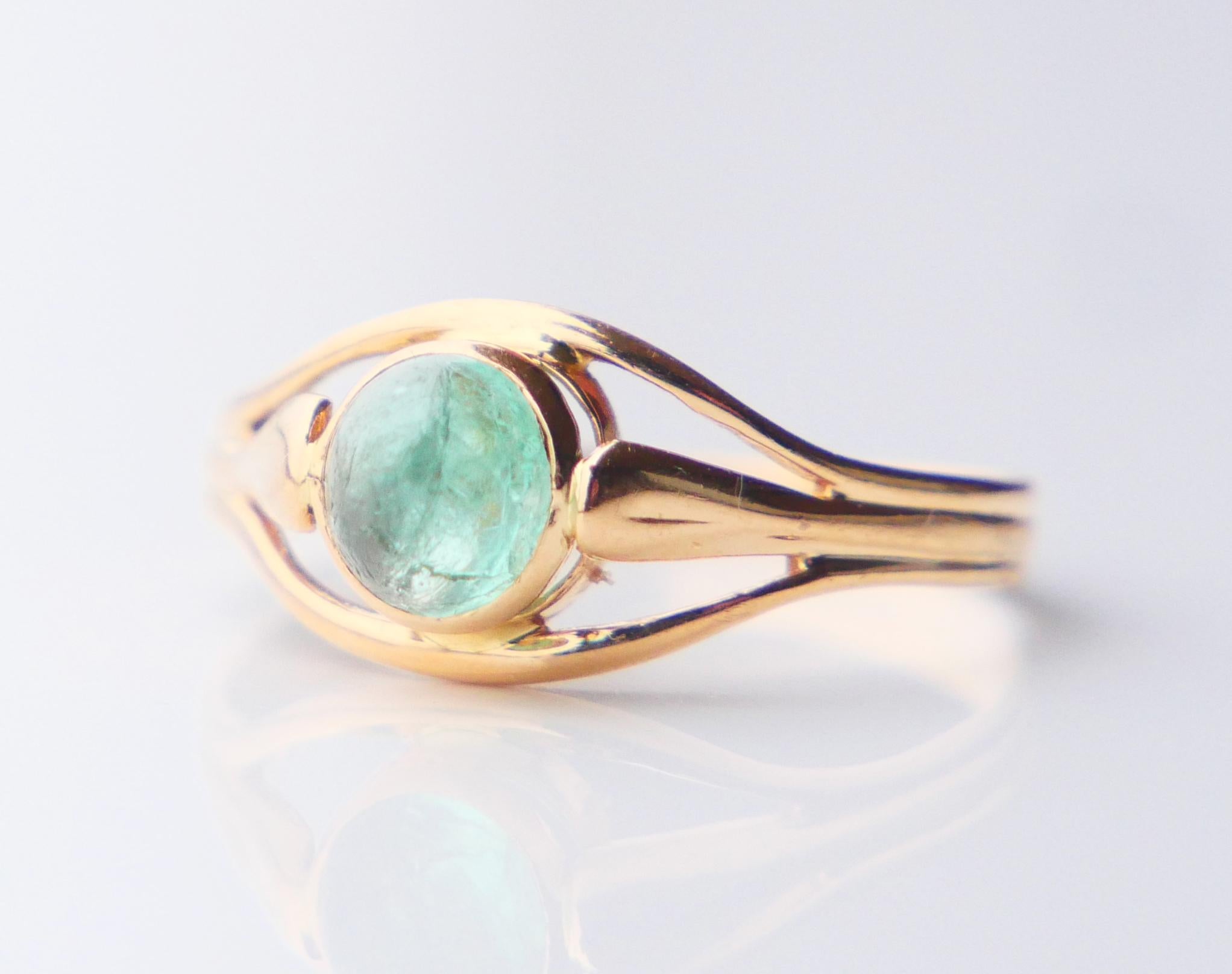 1960 Bague naturelle 0,8ct  Émeraude en or massif 18K ØUS5 / 1.4 gr en vente 5