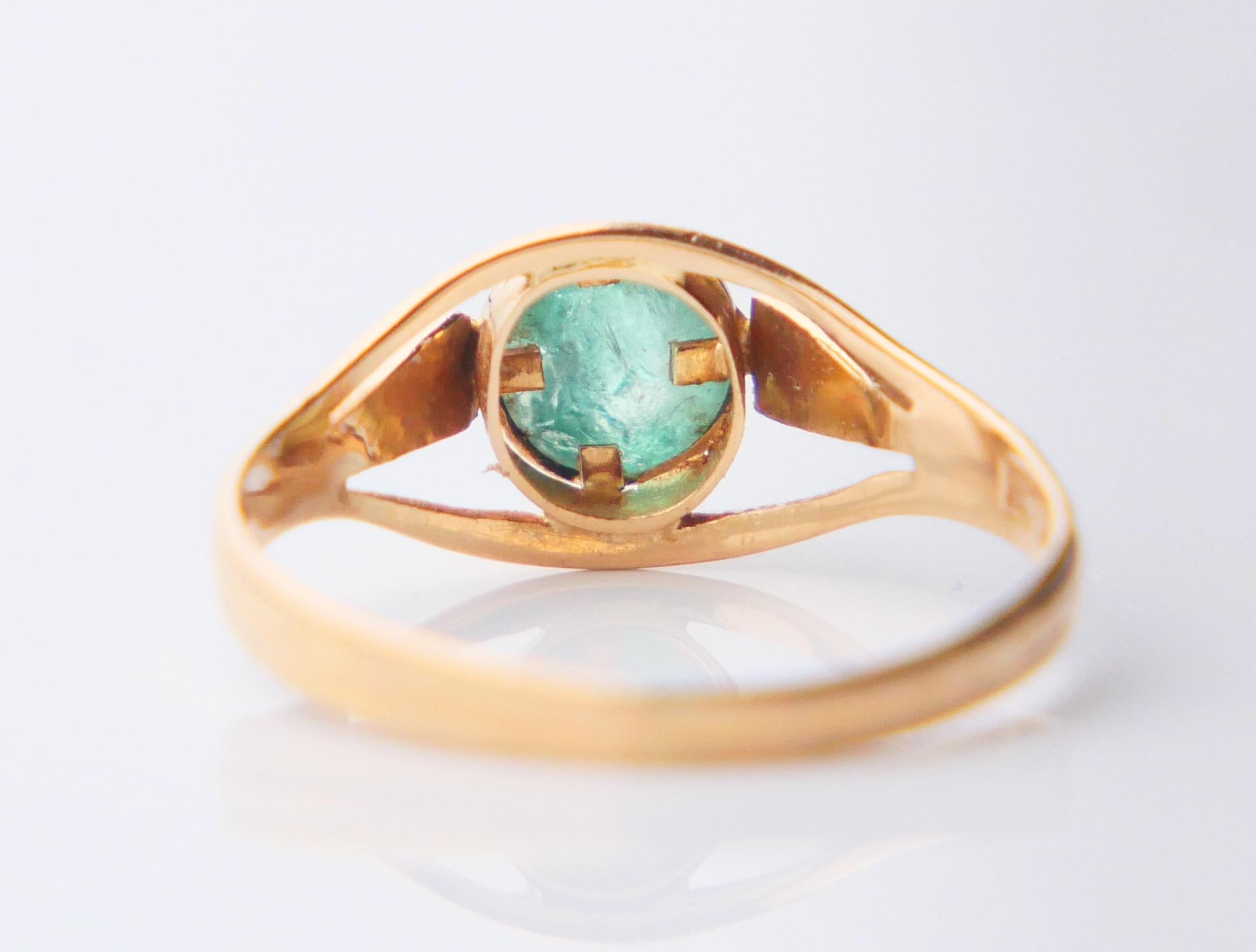 1960 Bague naturelle 0,8ct  Émeraude en or massif 18K ØUS5 / 1.4 gr en vente 6