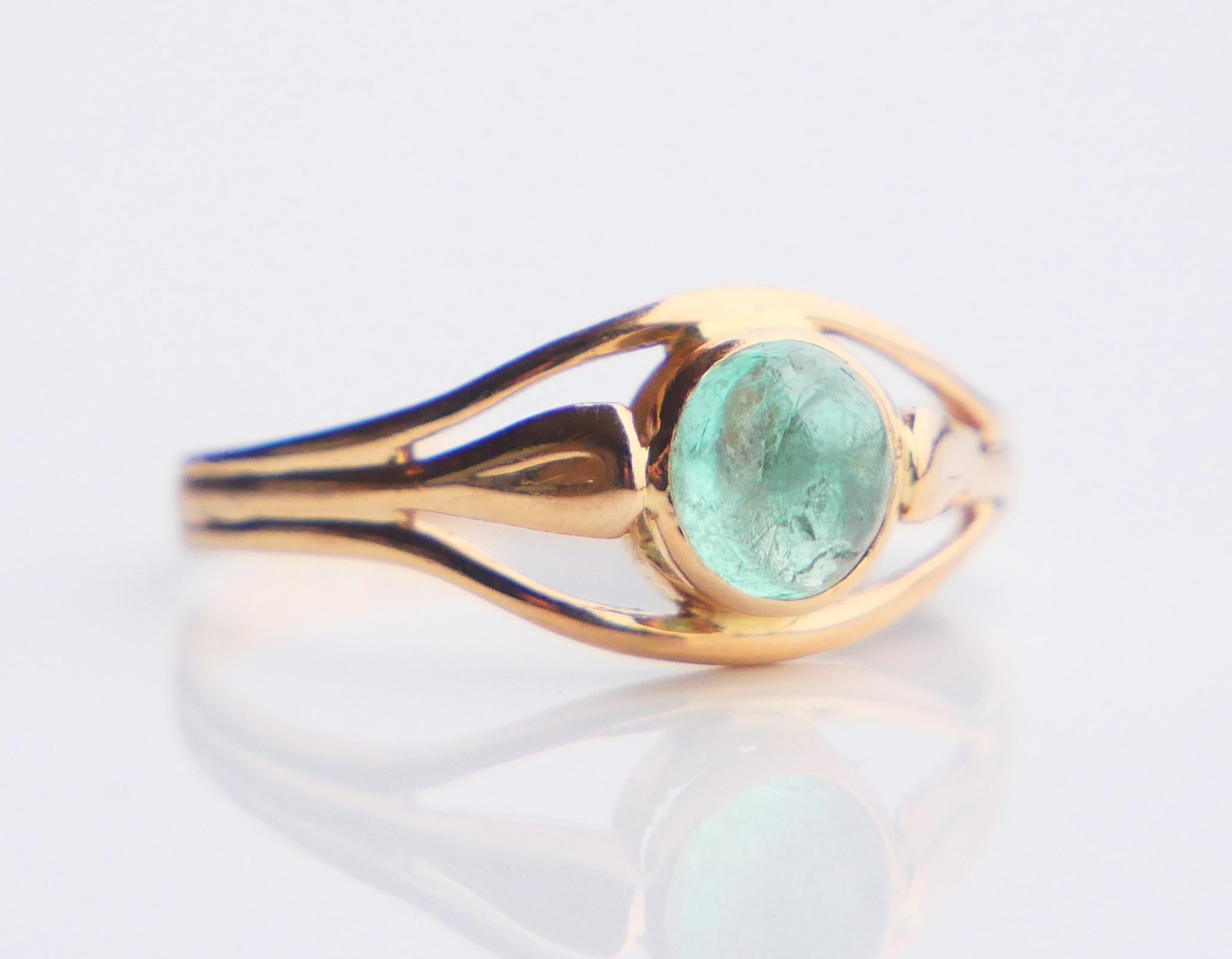1960 Bague naturelle 0,8ct  Émeraude en or massif 18K ØUS5 / 1.4 gr en vente 7