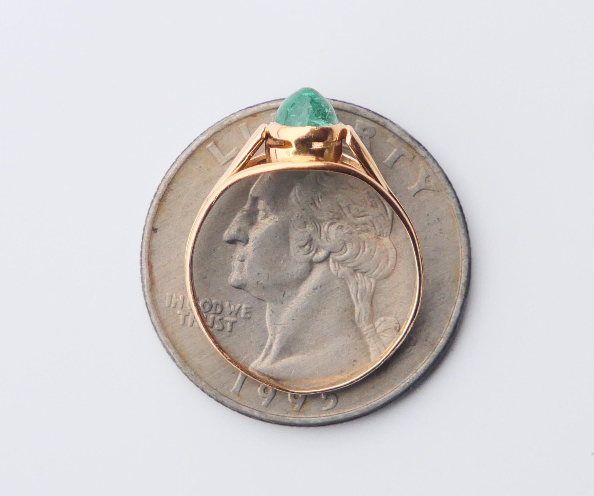 1960 Bague naturelle 0,8ct  Émeraude en or massif 18K ØUS5 / 1.4 gr en vente 8