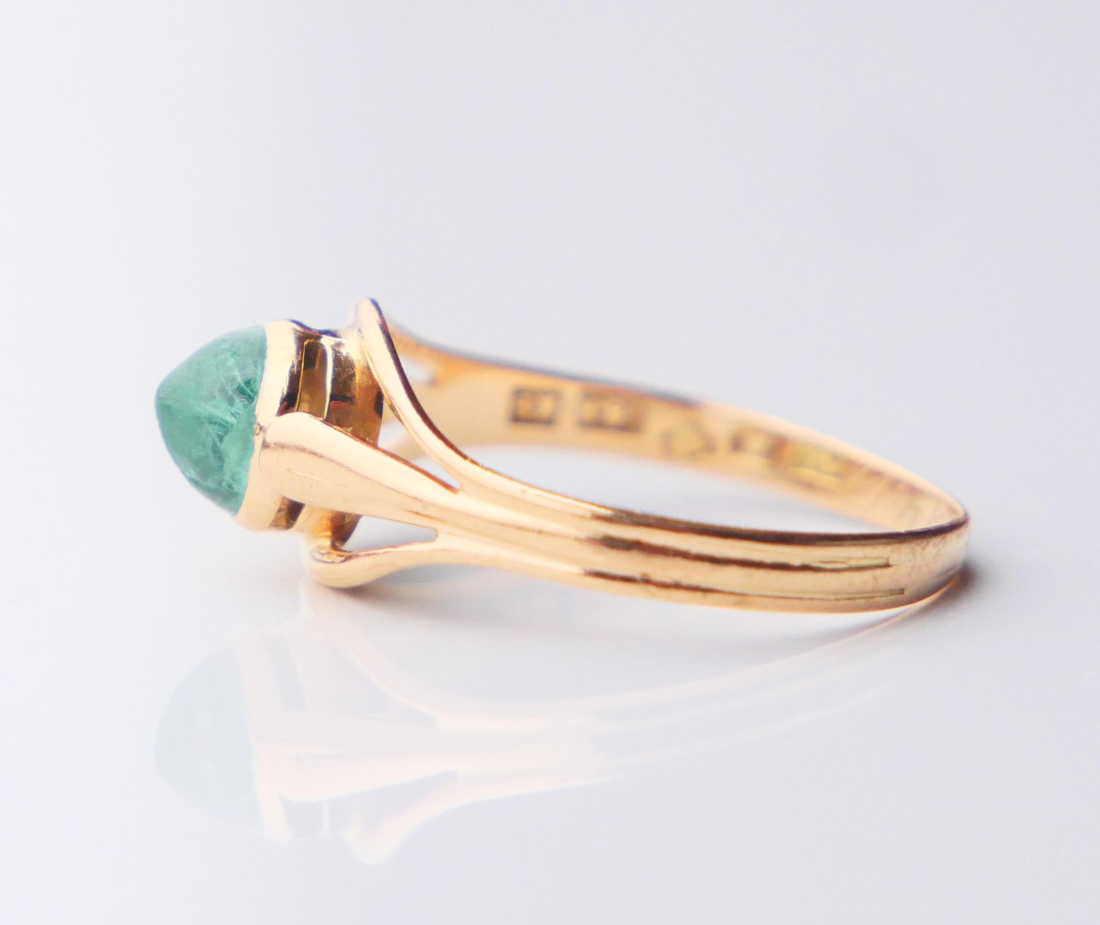 1960 Bague naturelle 0,8ct  Émeraude en or massif 18K ØUS5 / 1.4 gr en vente 9