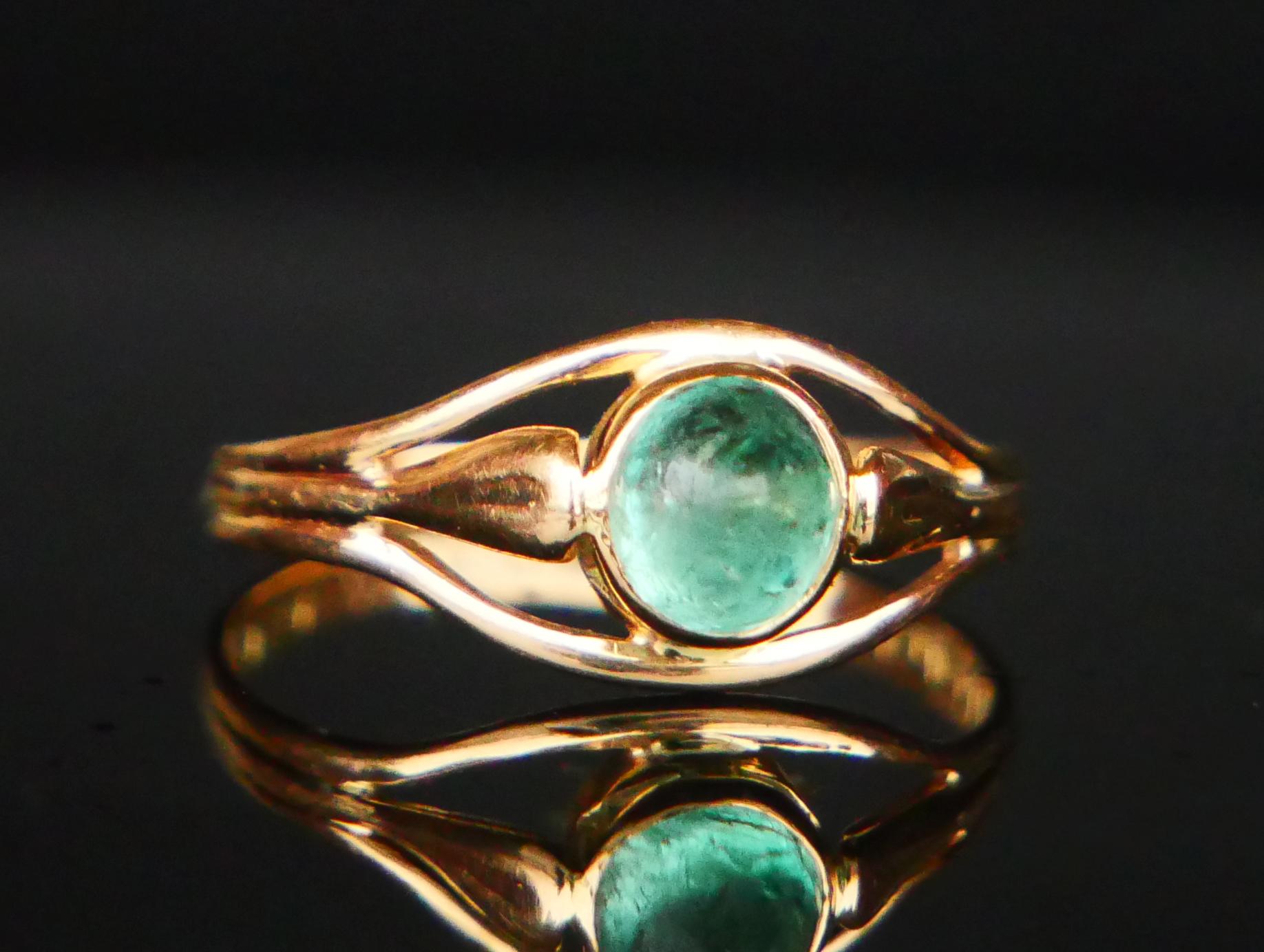 Rétro 1960 Bague naturelle 0,8ct  Émeraude en or massif 18K ØUS5 / 1.4 gr en vente