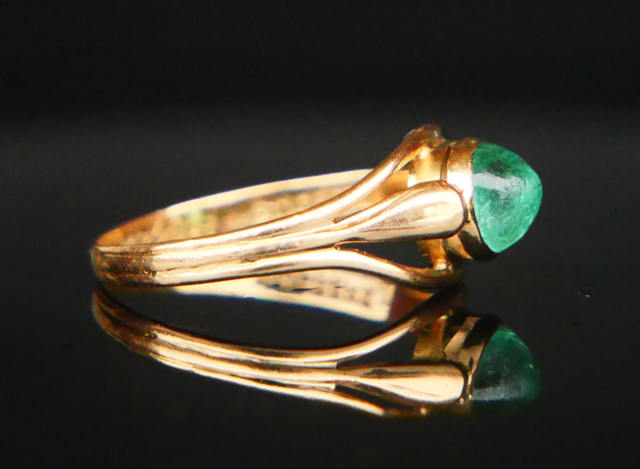 Taille émeraude 1960 Bague naturelle 0,8ct  Émeraude en or massif 18K ØUS5 / 1.4 gr en vente
