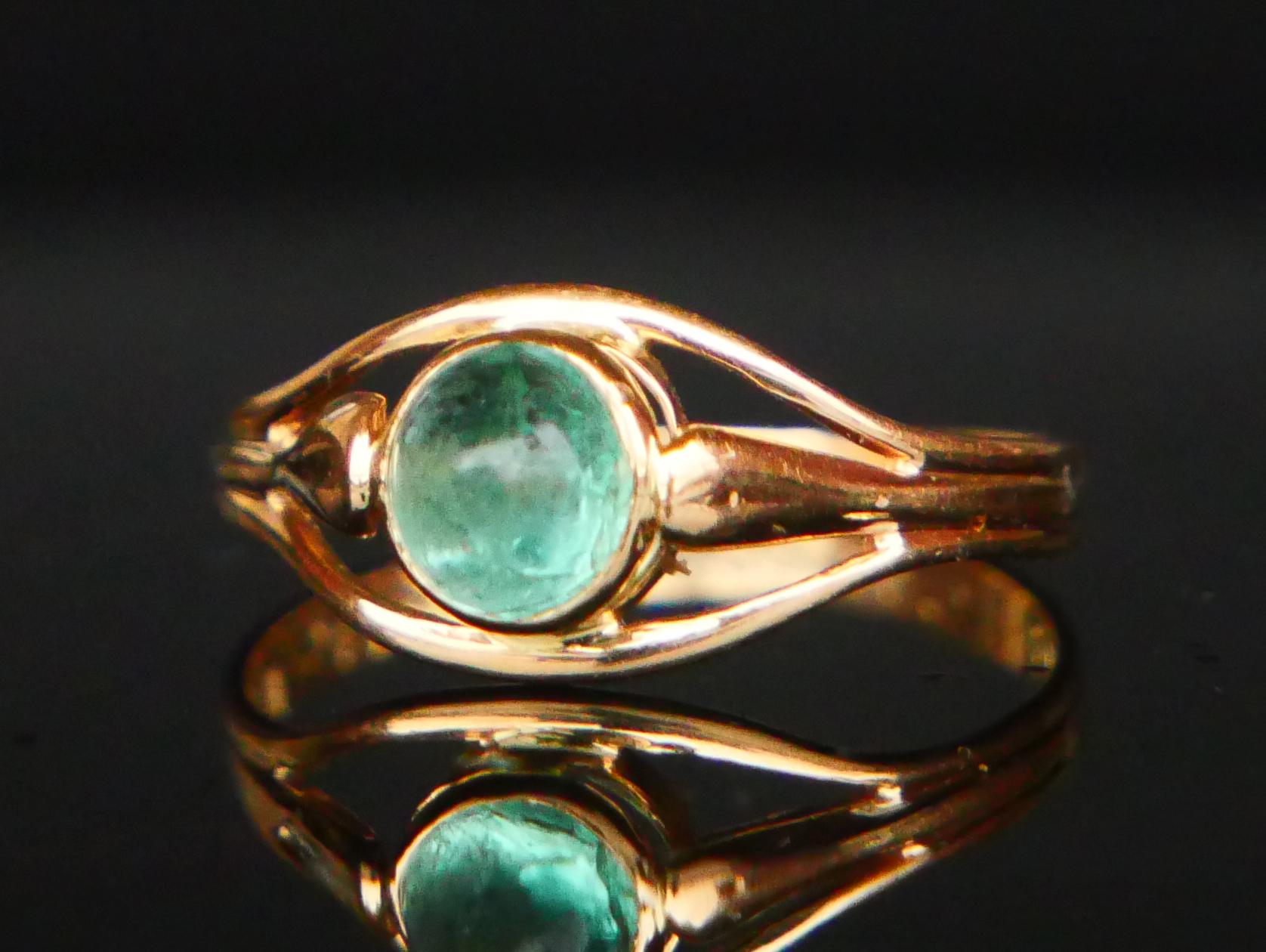 1960 Bague naturelle 0,8ct  Émeraude en or massif 18K ØUS5 / 1.4 gr Pour femmes en vente