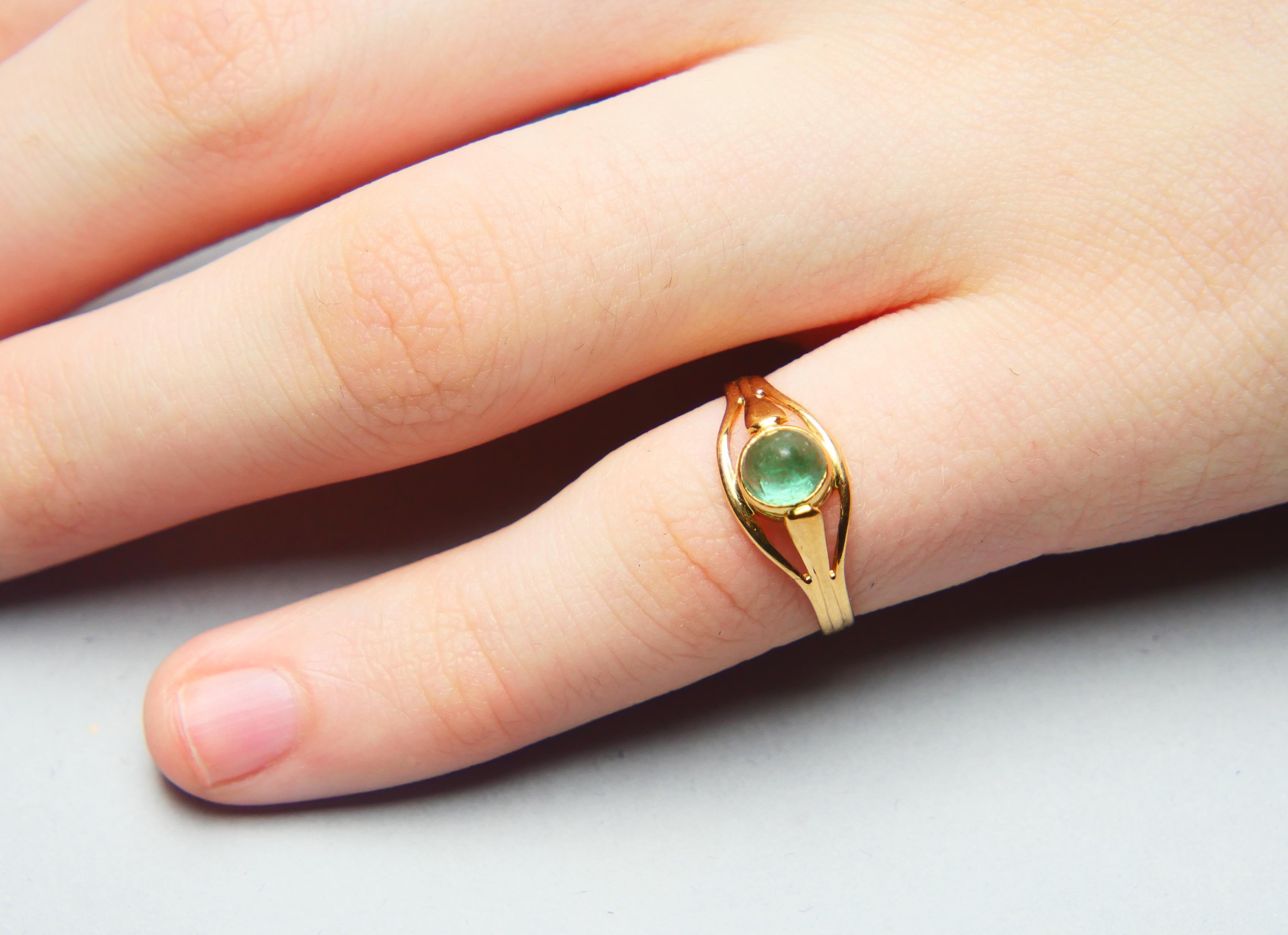 1960 Bague naturelle 0,8ct  Émeraude en or massif 18K ØUS5 / 1.4 gr en vente 3