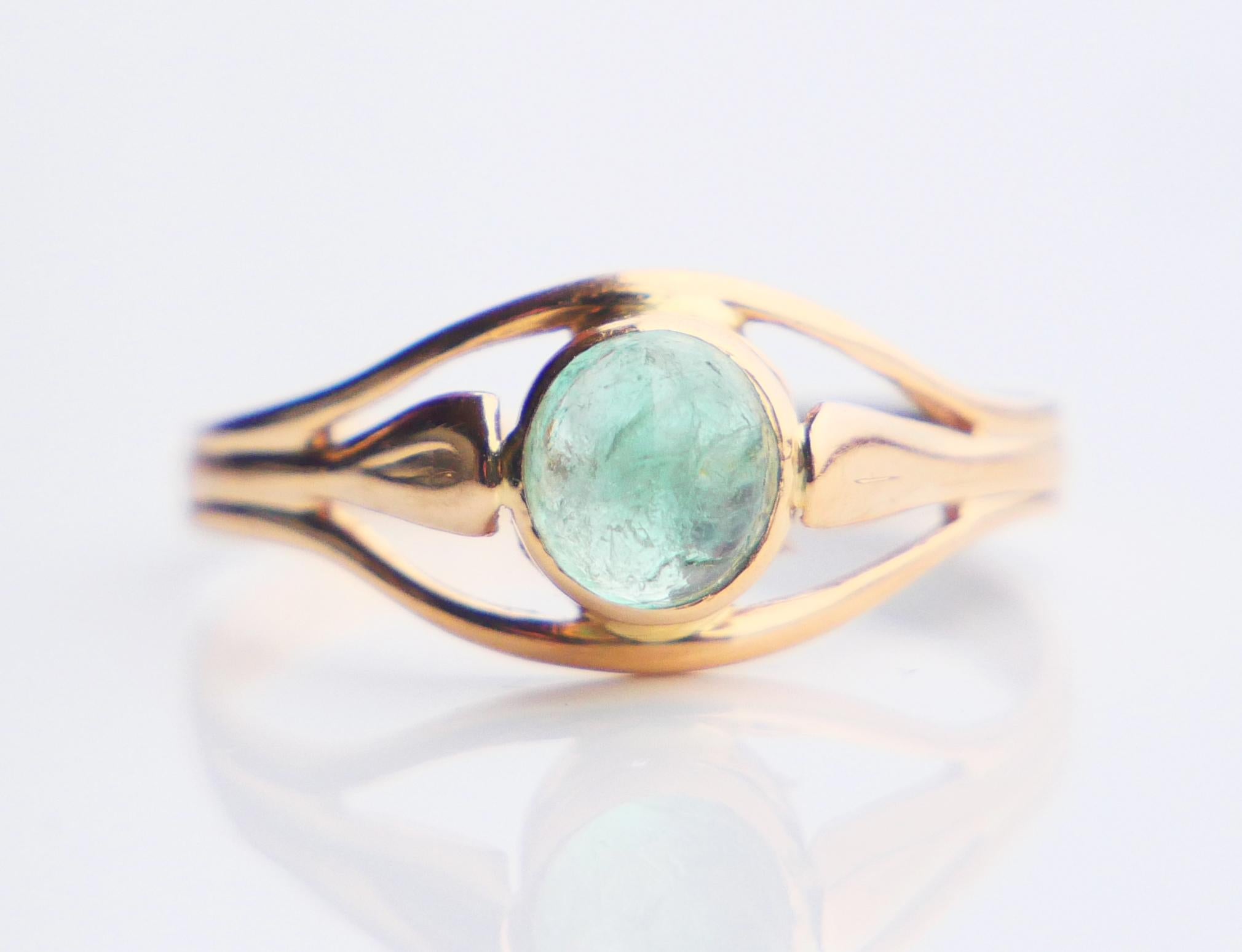 1960 Bague naturelle 0,8ct  Émeraude en or massif 18K ØUS5 / 1.4 gr en vente 4