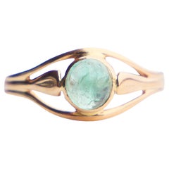 1960 Ring natürlich 0.8ct  Smaragd massiv 18K Gold ØUS5 / 1.4 gr