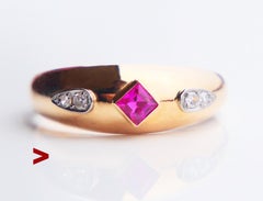 1960 Ring Ruby Diamonds solid 18K Gold Ø 7 US / 2.6 gr