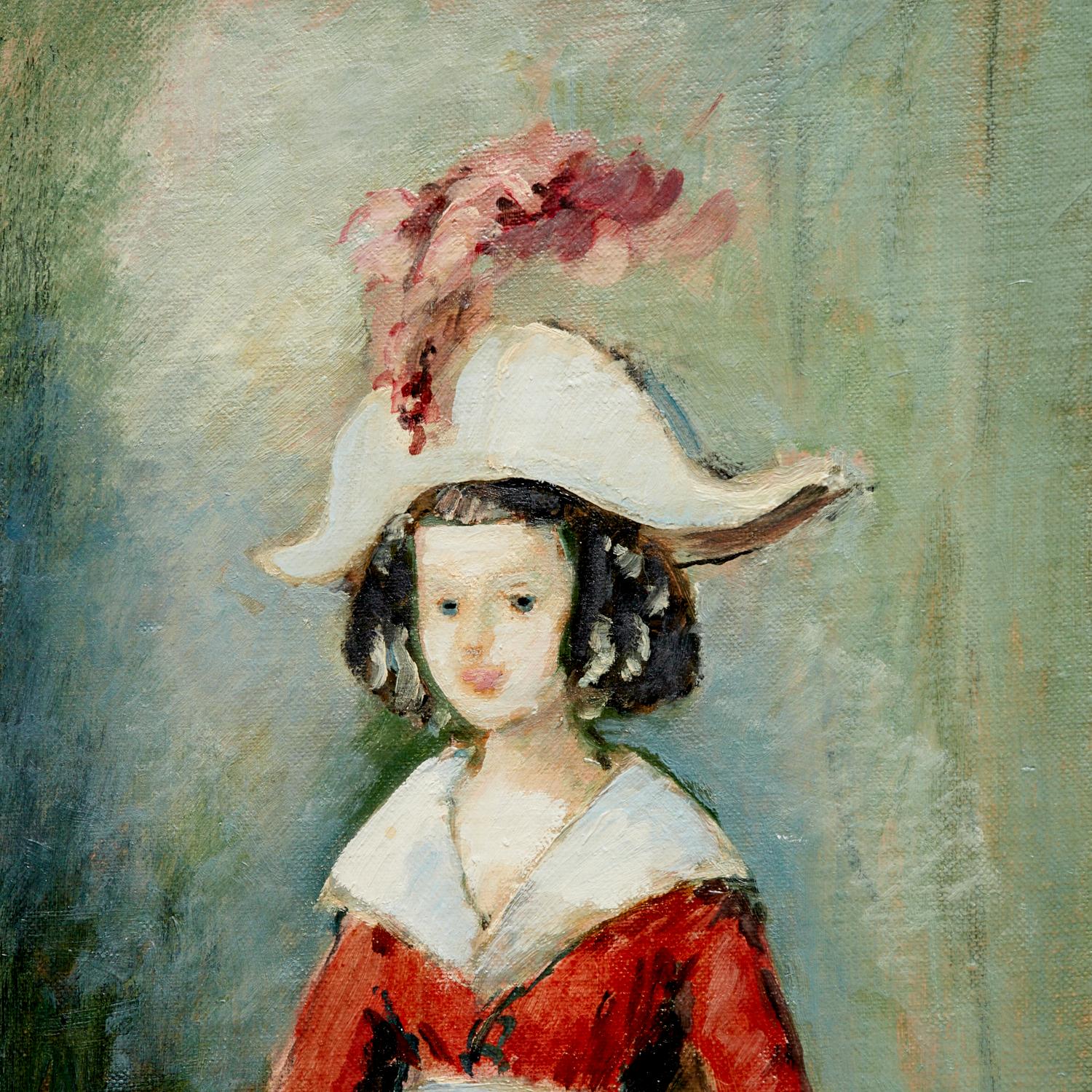 Roderic Montagu (O'Connor)  (franco-irlandesa, 1907-2001). Encantador retrato impresionista de una joven, firmado 
