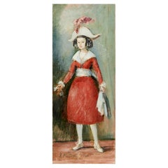 1960 Roderic Montagu Huile sur carton - Peinture impressionniste d'une jeune fille