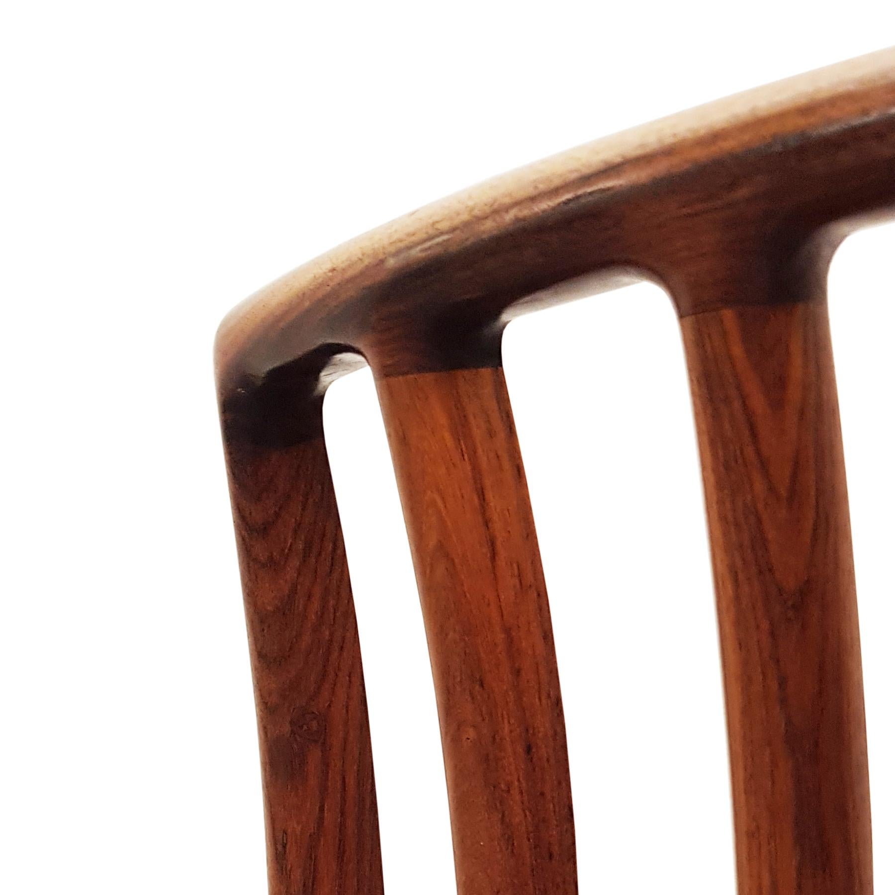 1960 Rosewood Niels Møller Dining Chairs n° 83, Set of Six In Good Condition In Le Grand-Saconnex, CH