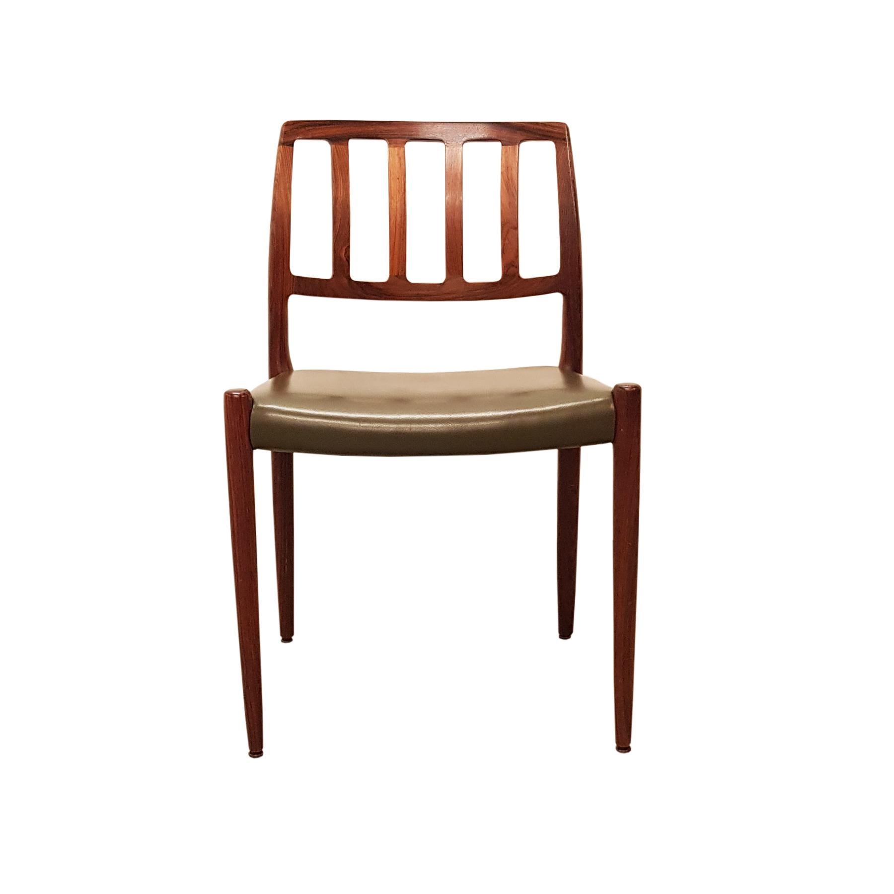 Mid-20th Century 1960 Rosewood Niels Møller Dining Chairs n° 83, Set of Six