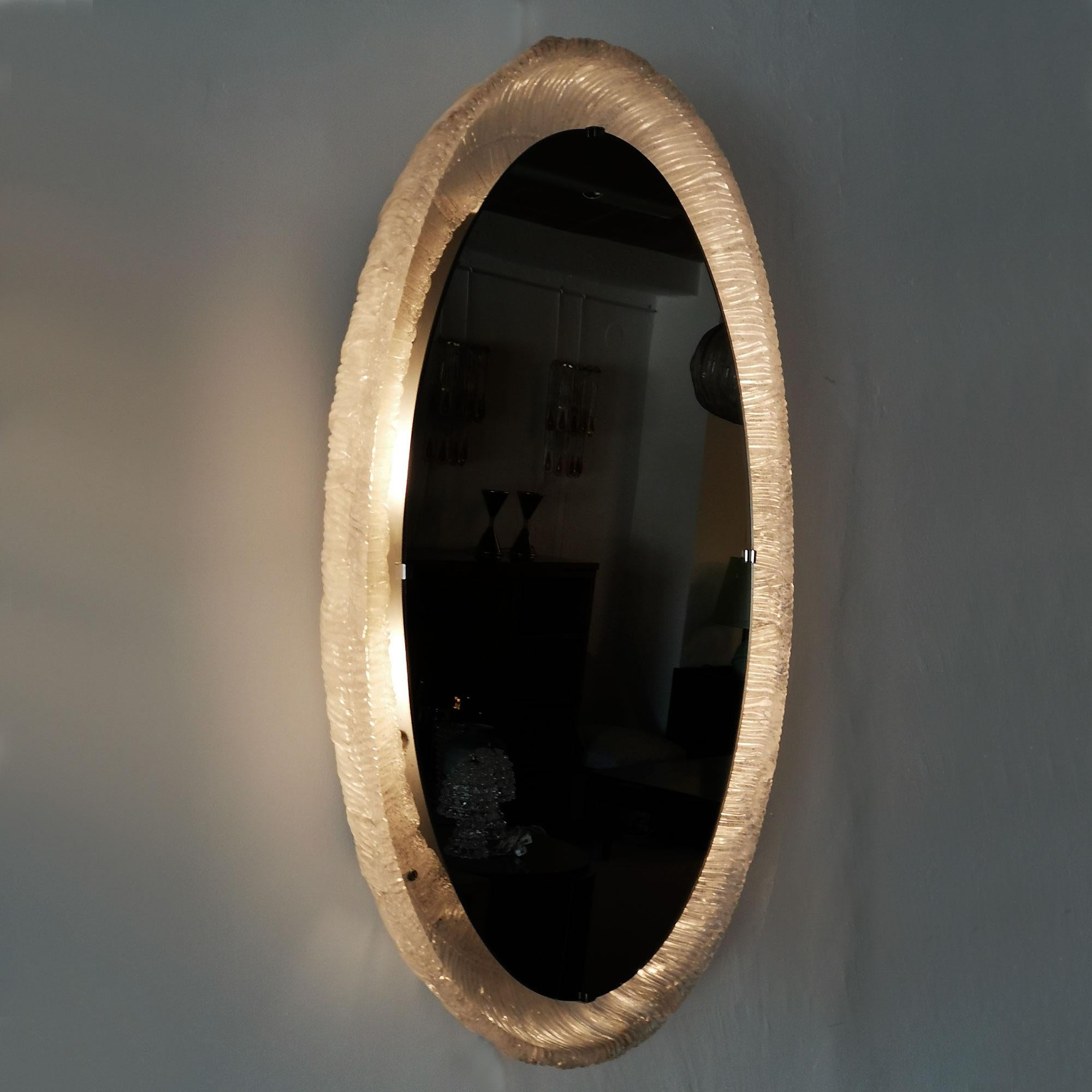 Mid-Century Modern Backlit Mirror with a Plastic Frame  - France, 1960s 2