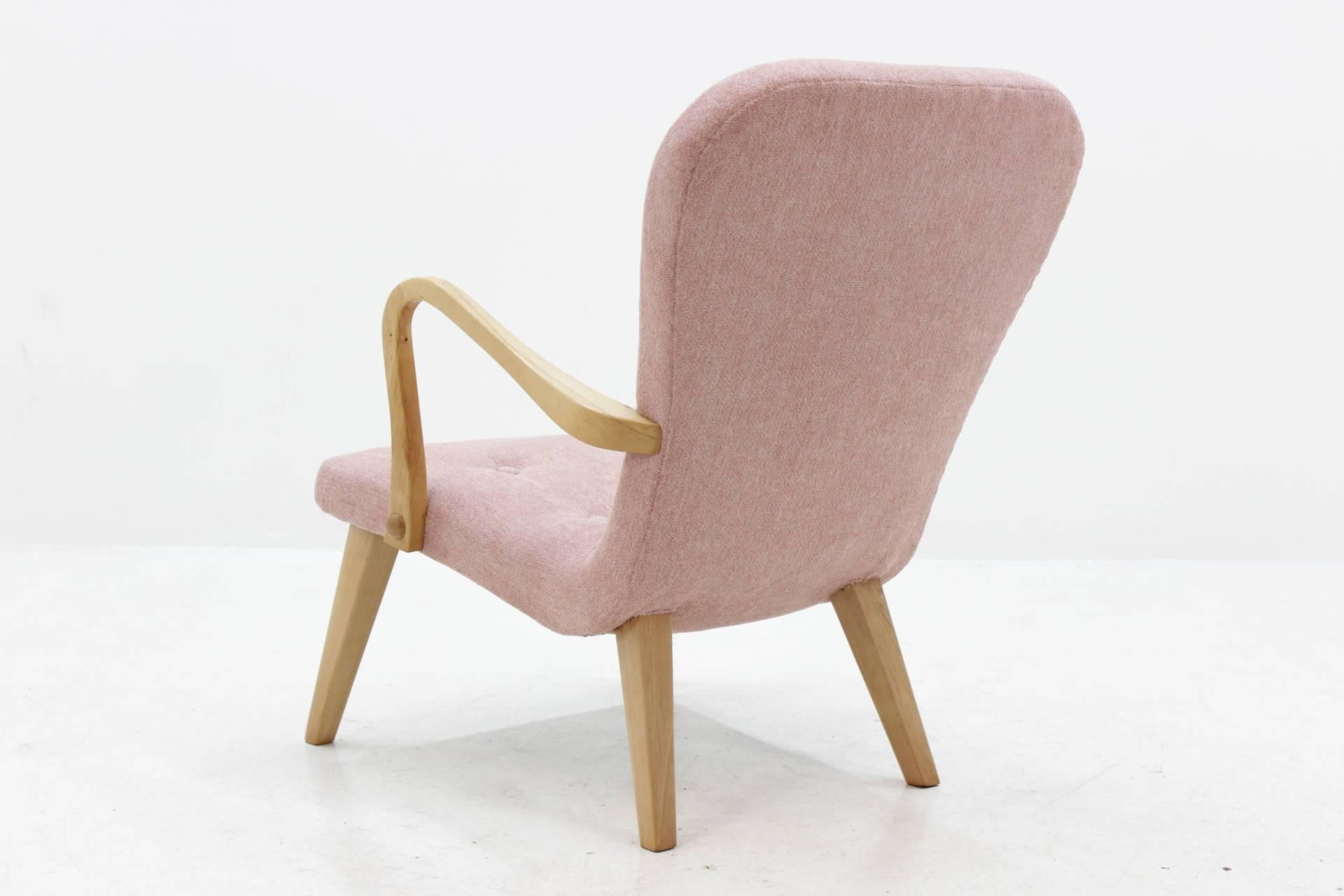 1960s Danish Beech Lounge Chair with Stool 5