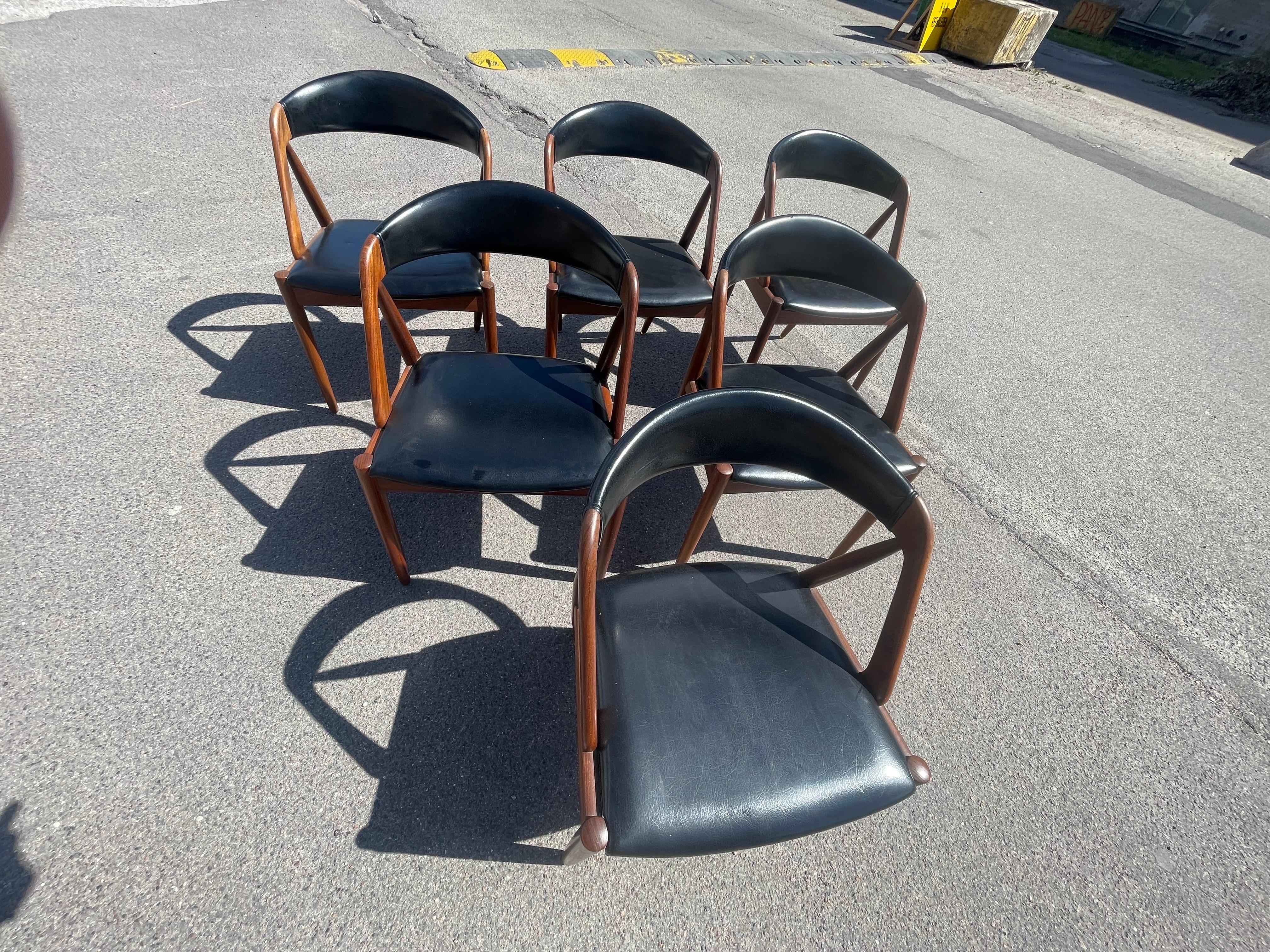 Mid-Century Modern 1960´s Danish design, Kai Kristiansen, Set of Six Teak, Model 31 Dining Chairs
