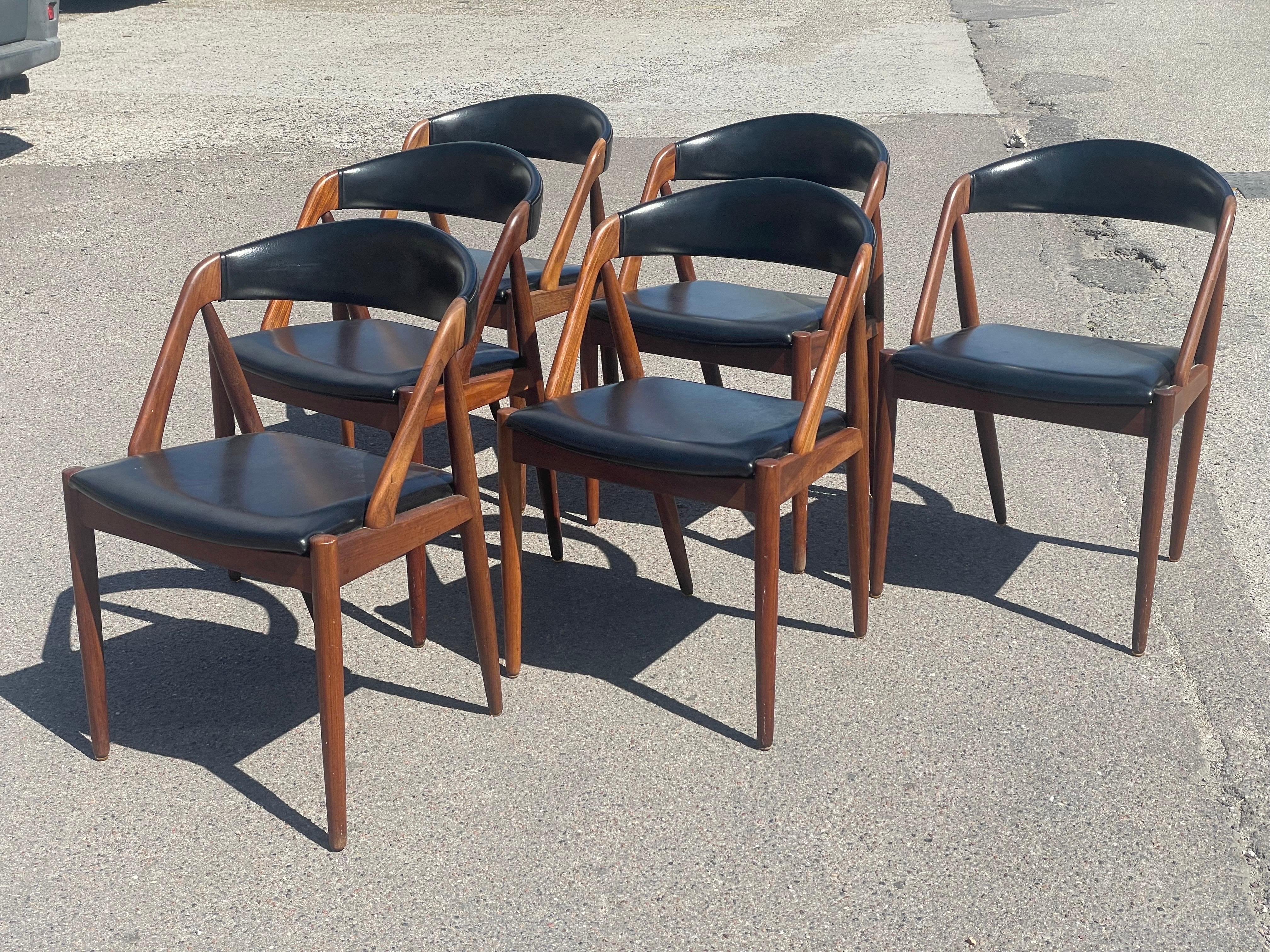 1960´s Danish design, Kai Kristiansen, Set of Six Teak, Model 31 Dining Chairs In Good Condition In Copenhagen, DK
