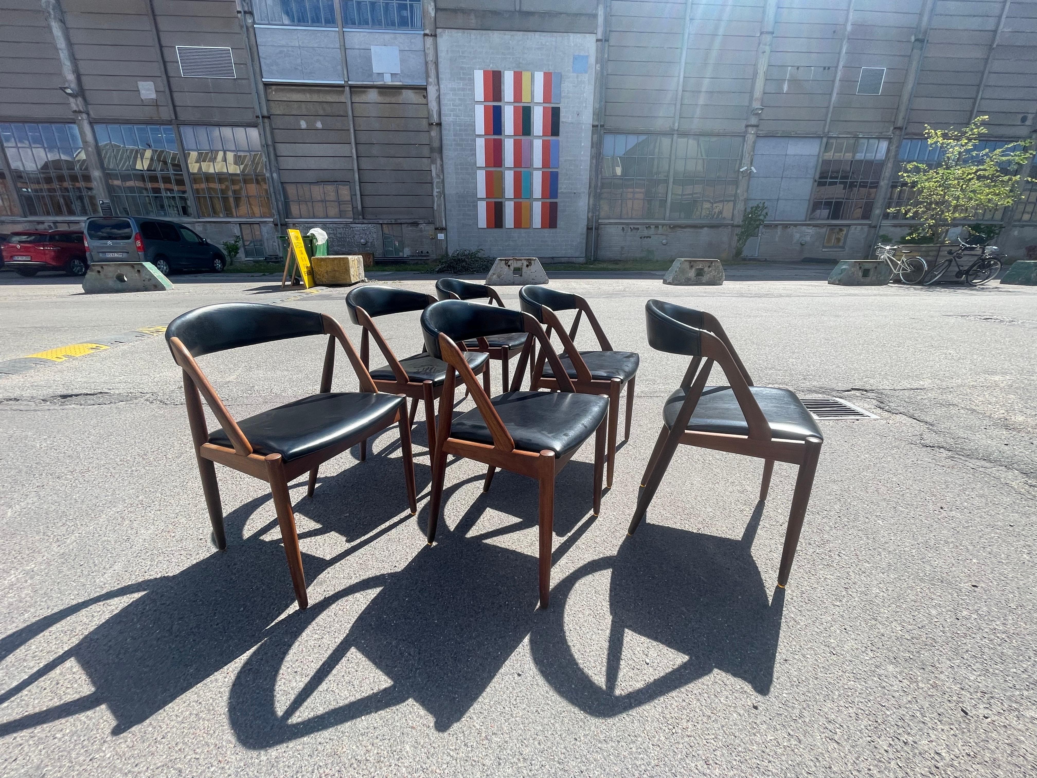 1960´s Danish design, Kai Kristiansen, Set of Six Teak, Model 31 Dining Chairs 2