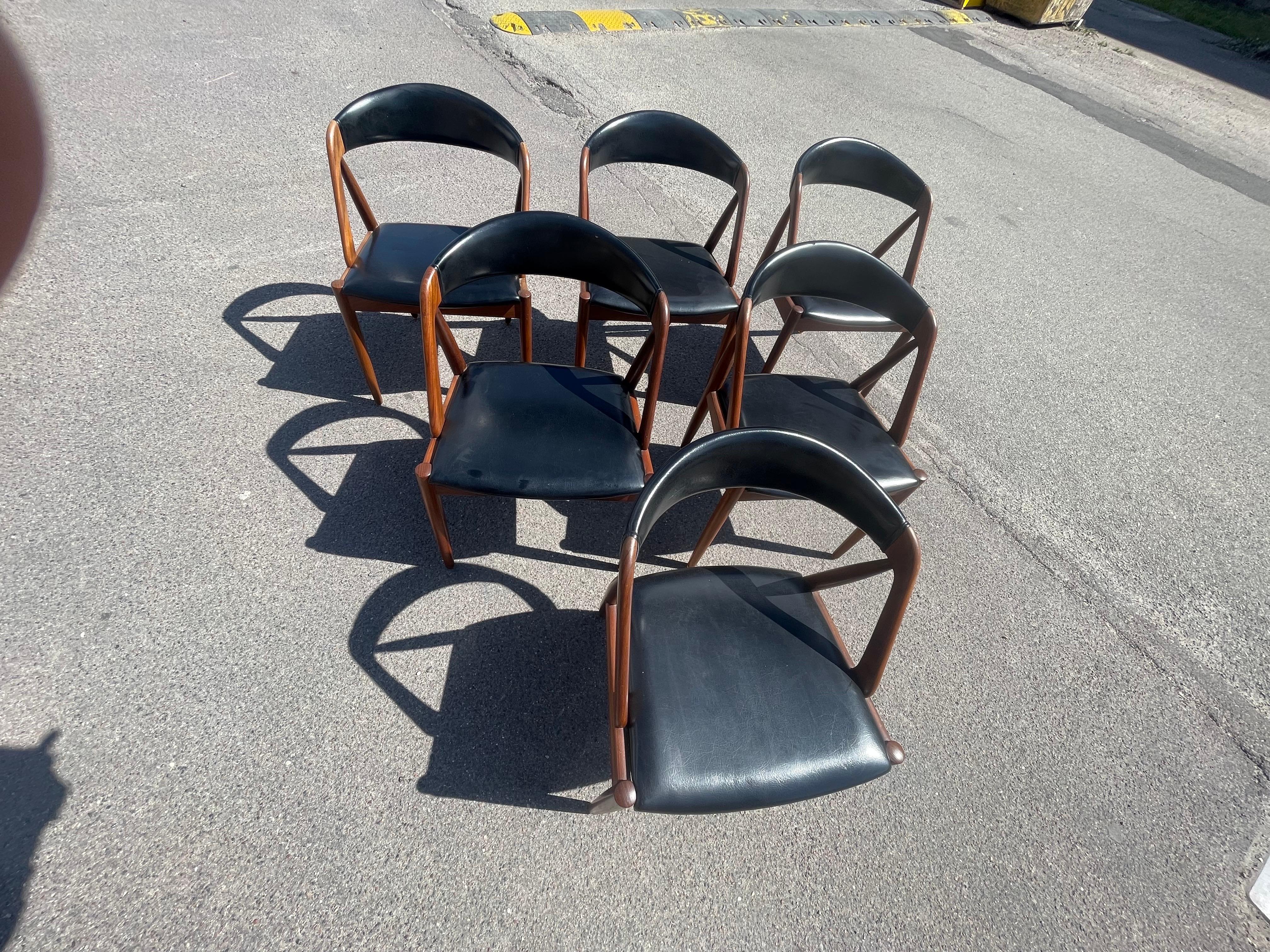 1960´s Danish design, Kai Kristiansen, Set of Six Teak, Model 31 Dining Chairs 3