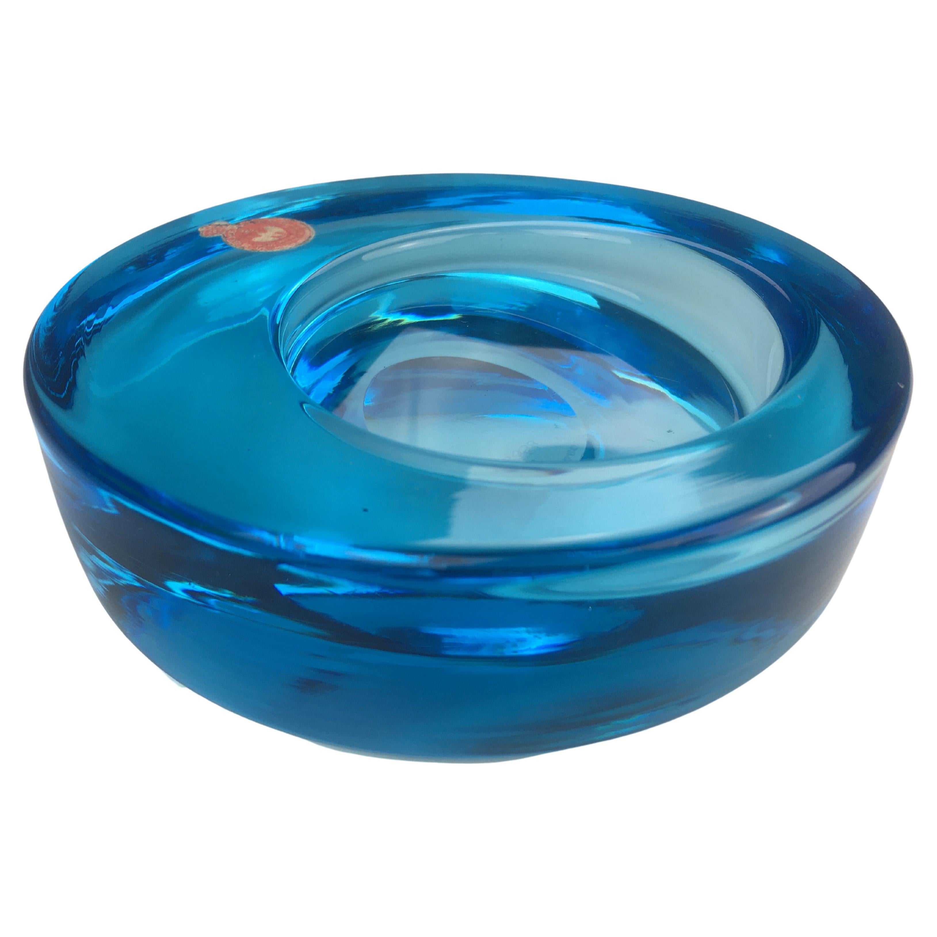 1960´s Danish Handblown Blue Glass Ashtray, Bowl by Per Lütken for Holmegaard For Sale