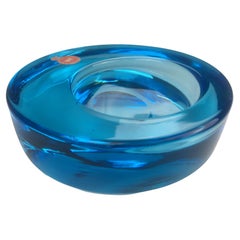 Vintage 1960´s Danish Handblown Blue Glass Ashtray, Bowl by Per Lütken for Holmegaard