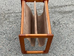 1960´s Danish Mid-Century Modern magazine holder crafted in teak and leather