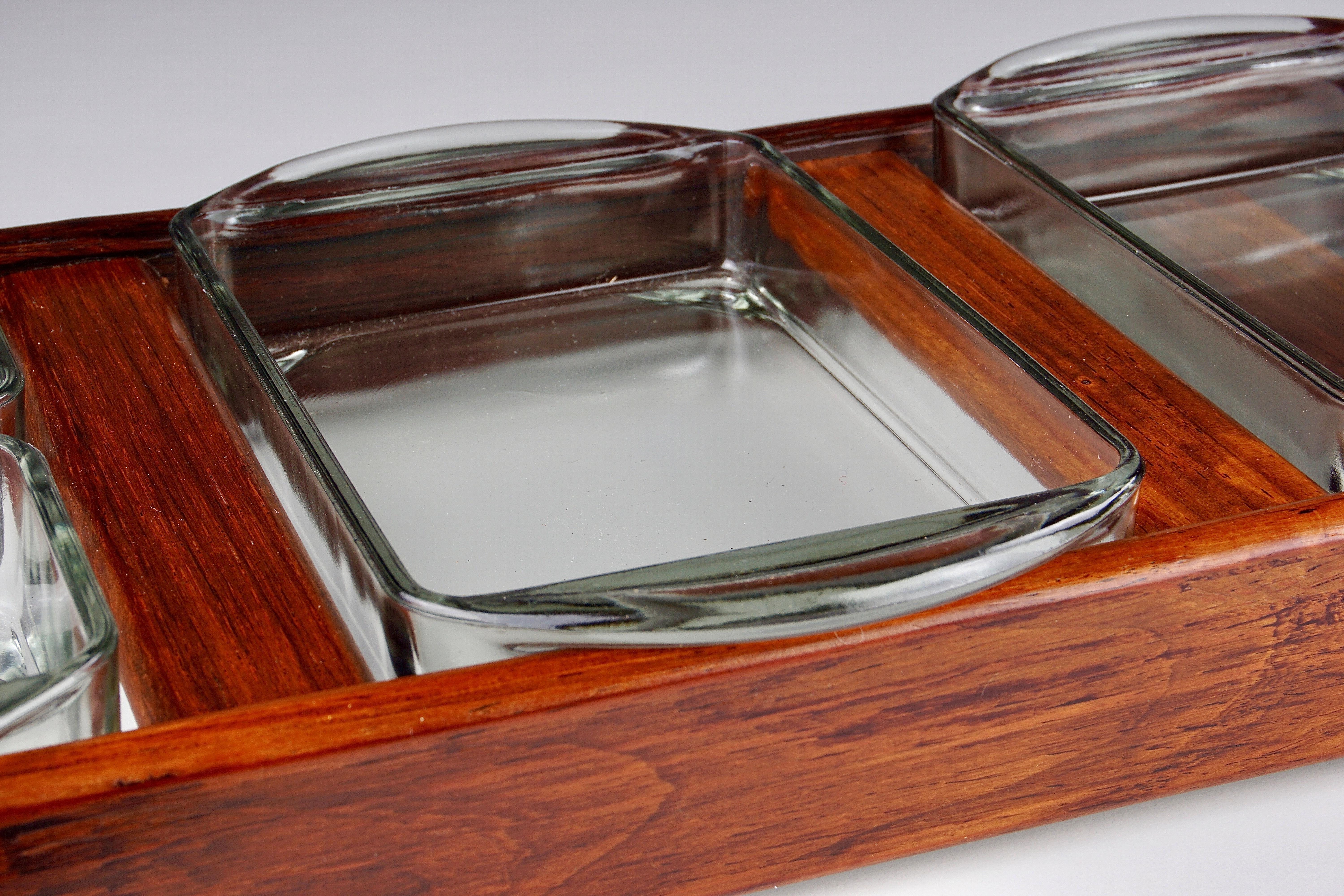 Mid-20th Century 1960´S Danish Rosewood Serving Tray with Small Dishes for Culinary Accessories For Sale