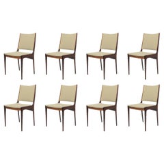 1960´s Eight Johannes Andersen Restored Rosewood Dining Chairs Custom Upholstery