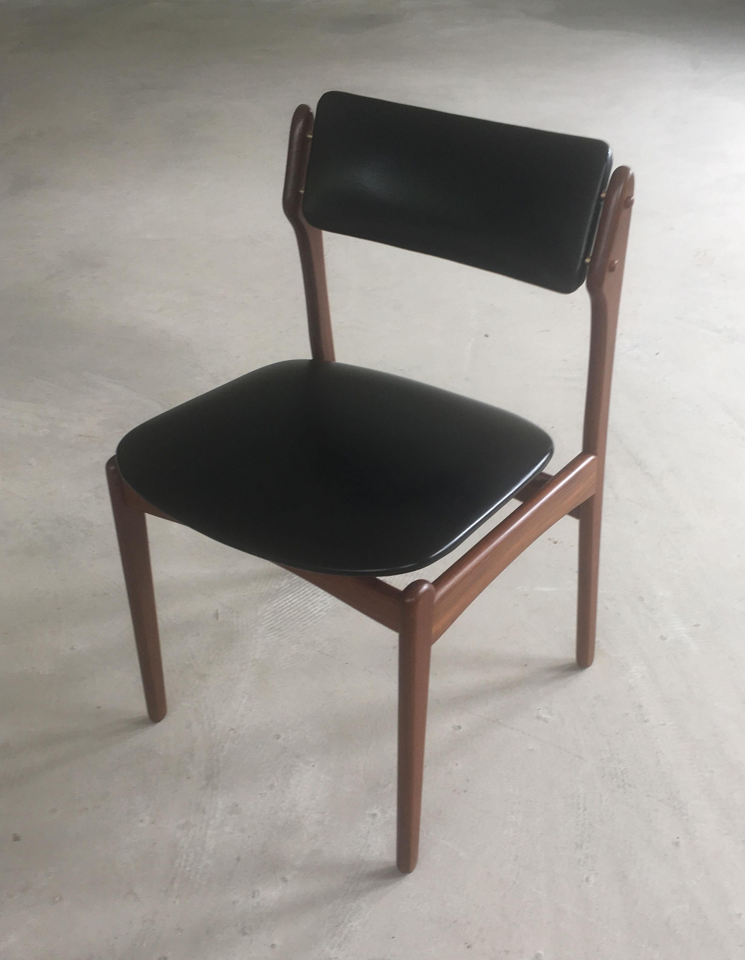 Scandinavian Modern 1960s Erik Buch Teak Dining Chairs Inc. Reupholstery For Sale