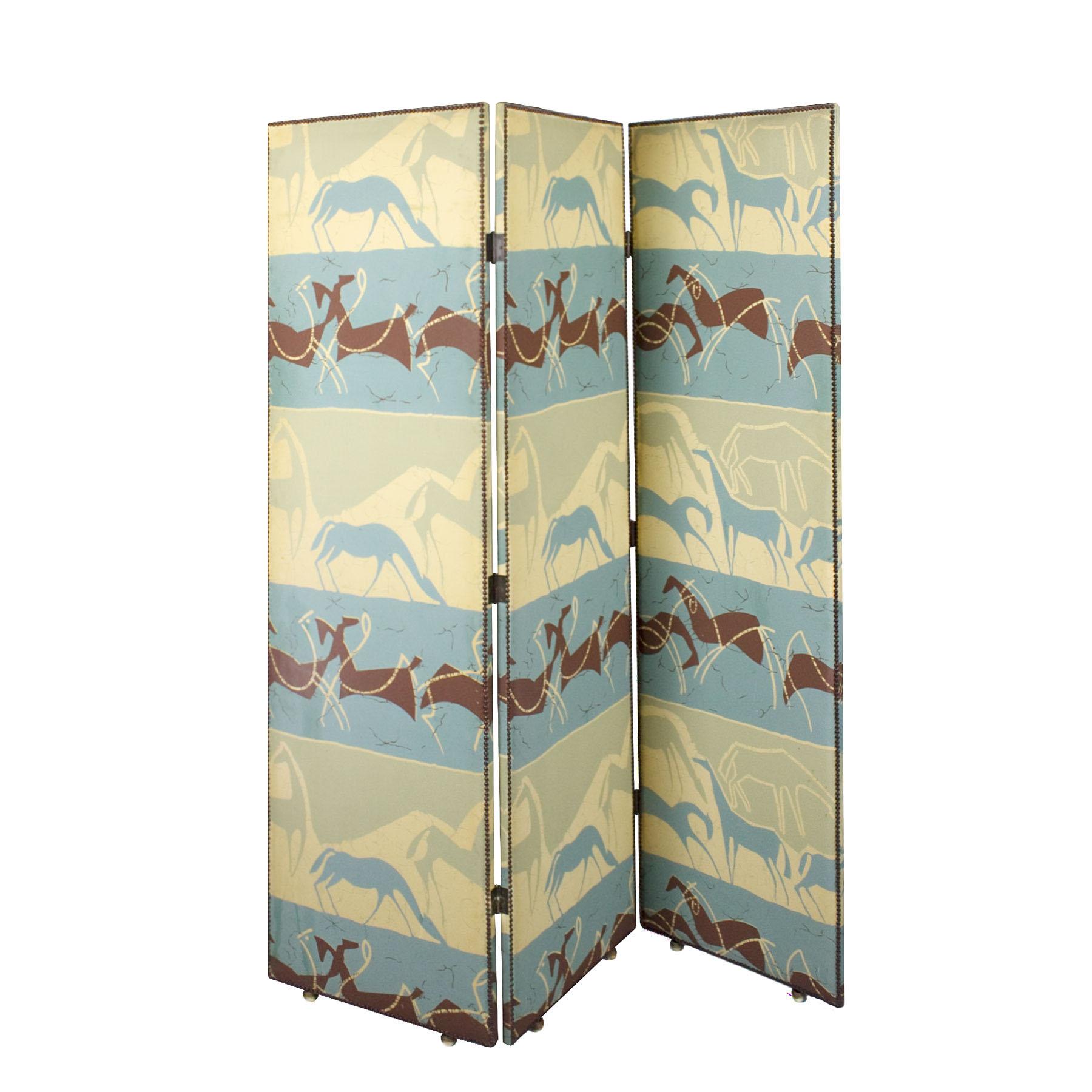 Nice folding screen, three parts, wooden structure, cotton filling and 