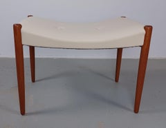 1960´s Fully restored Danish Footstool in Teak Reupholstered in Cream Leather