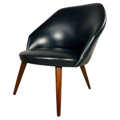 1960´s Fully Restored Danish Lounge Chair Reupholstered in Black Leather