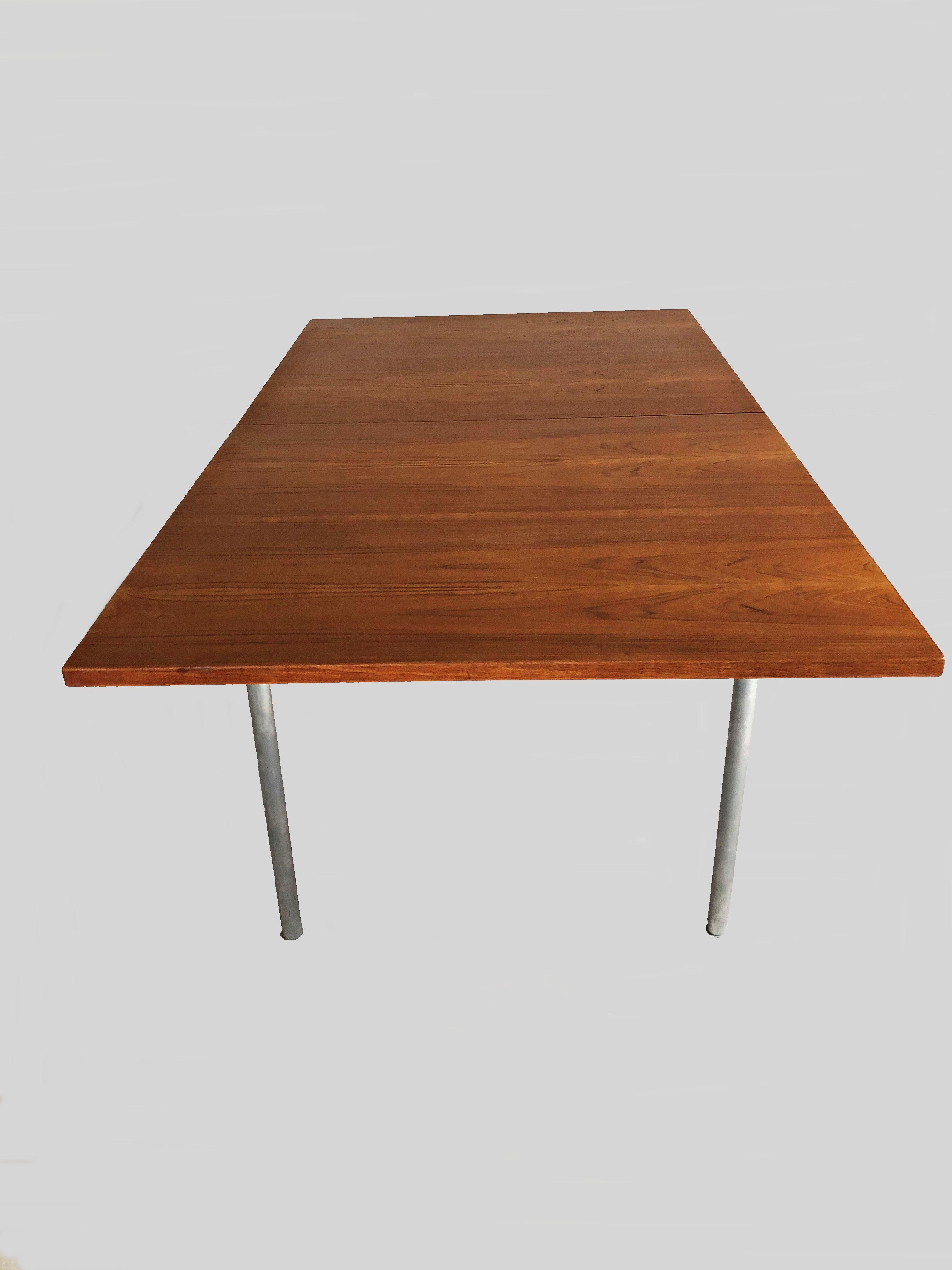 Steel 1960s Hans Wegner Refinished Extension Dining Table in Teak by Andreas Tuck