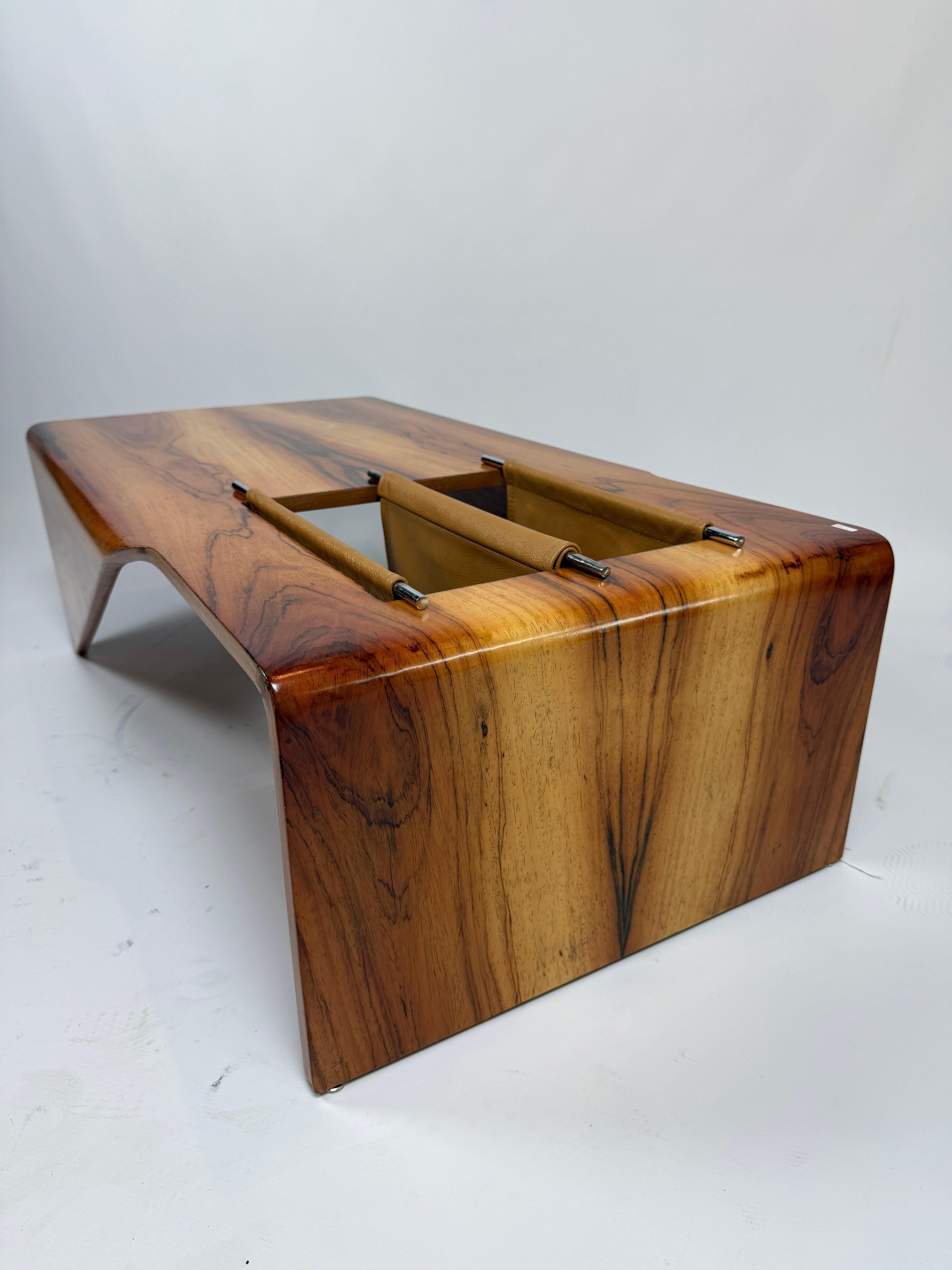 Mid-Century Modern 1960' s Jorge Zalszupin Andorinha Wood & Leather Coffee Table Brésil en vente